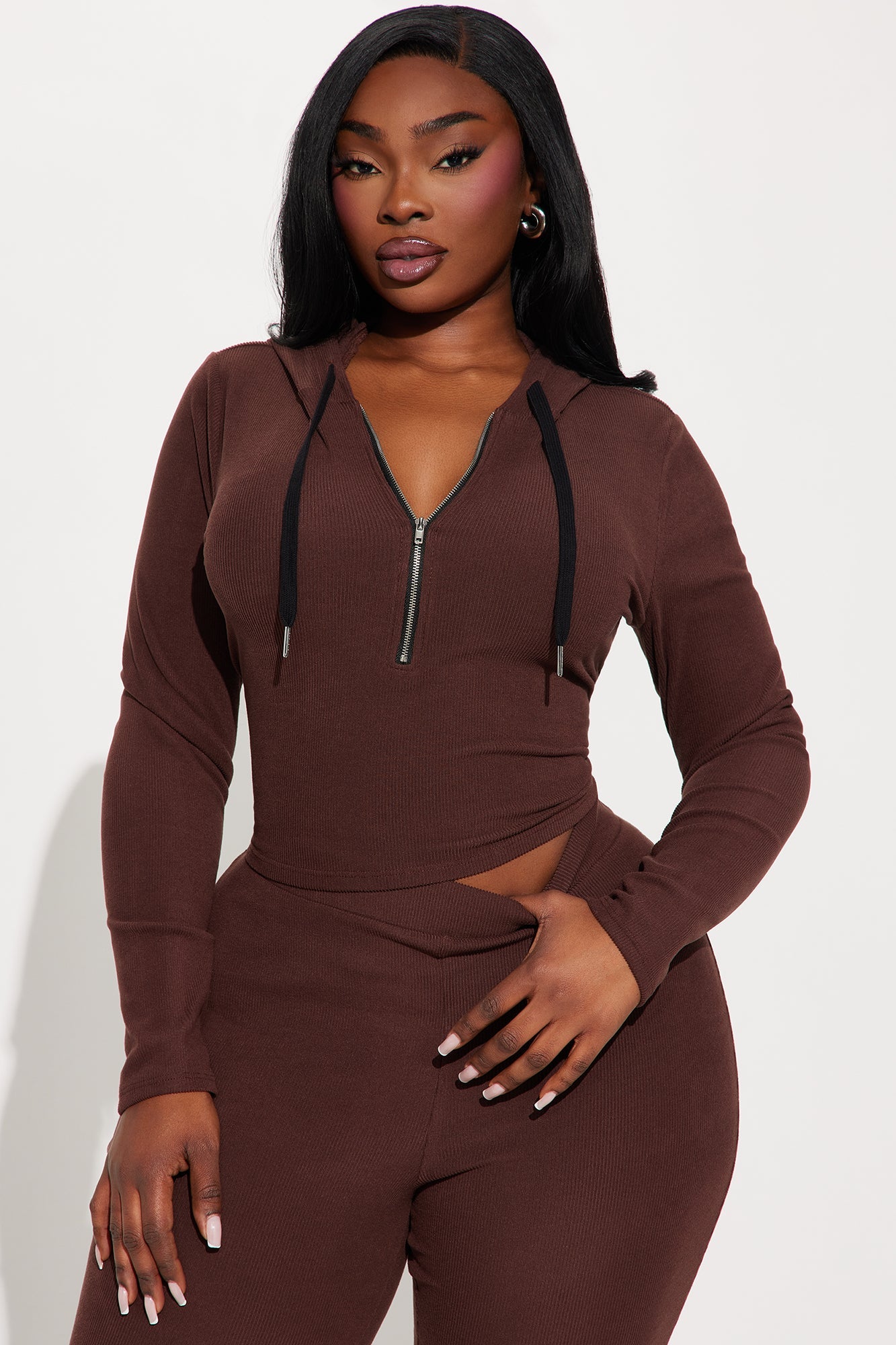 On To Go Hoodie Pant Set - Brown