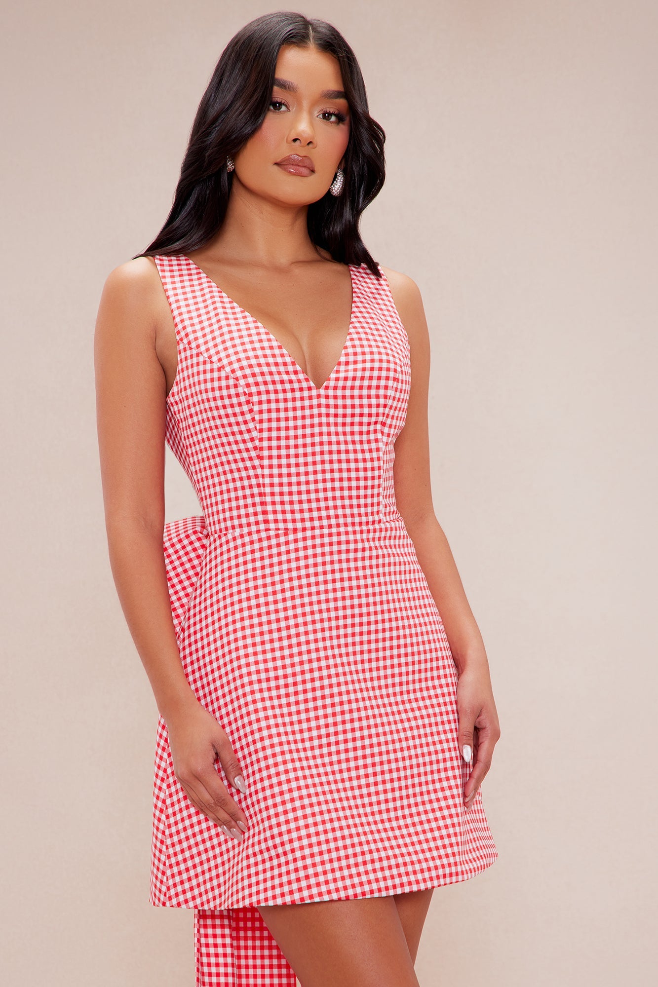 Belle Gingham Mini Dress - Red