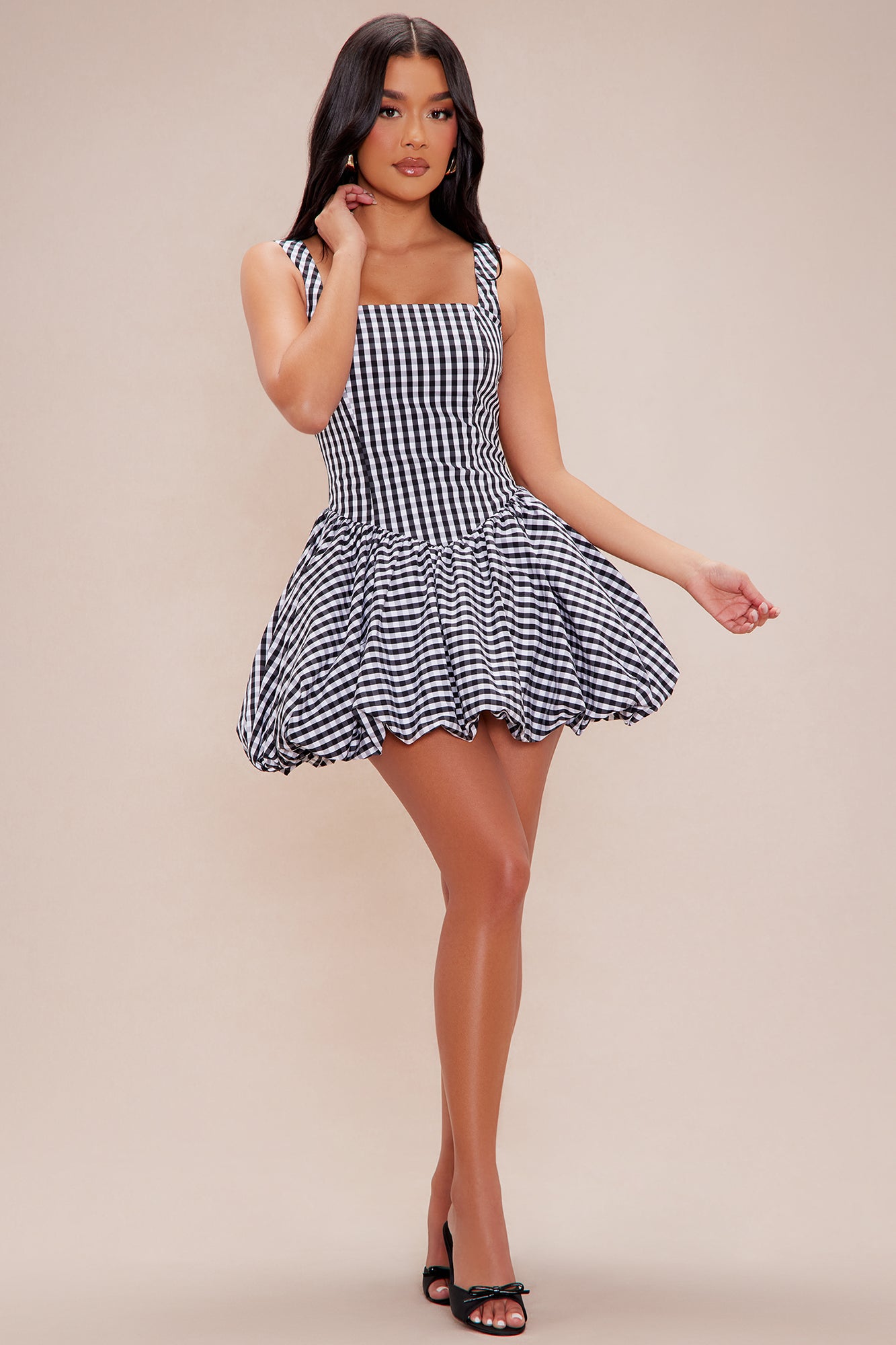 Austin Poplin Mini Dress - Black/White