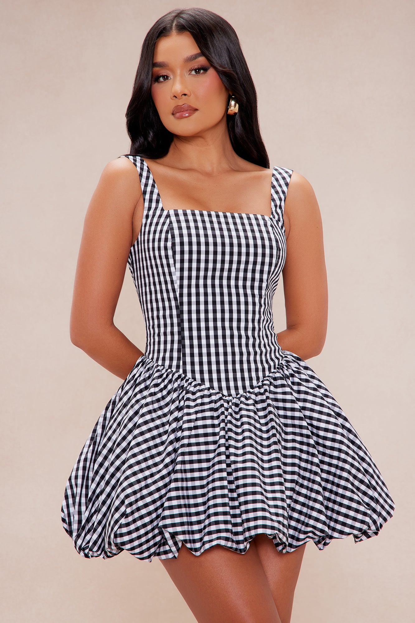 Austin Poplin Mini Dress - Black/White