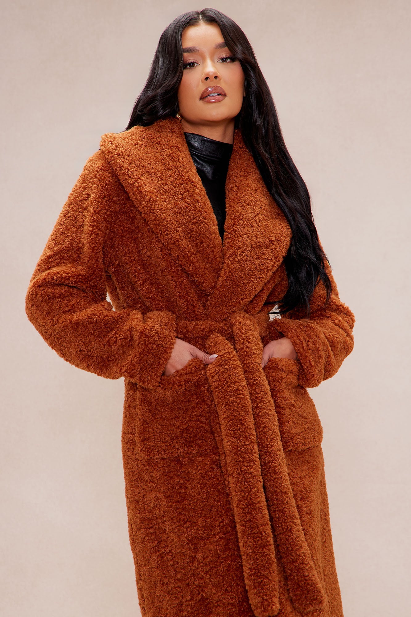 Alyssa Faux Fur Coat - Cognac