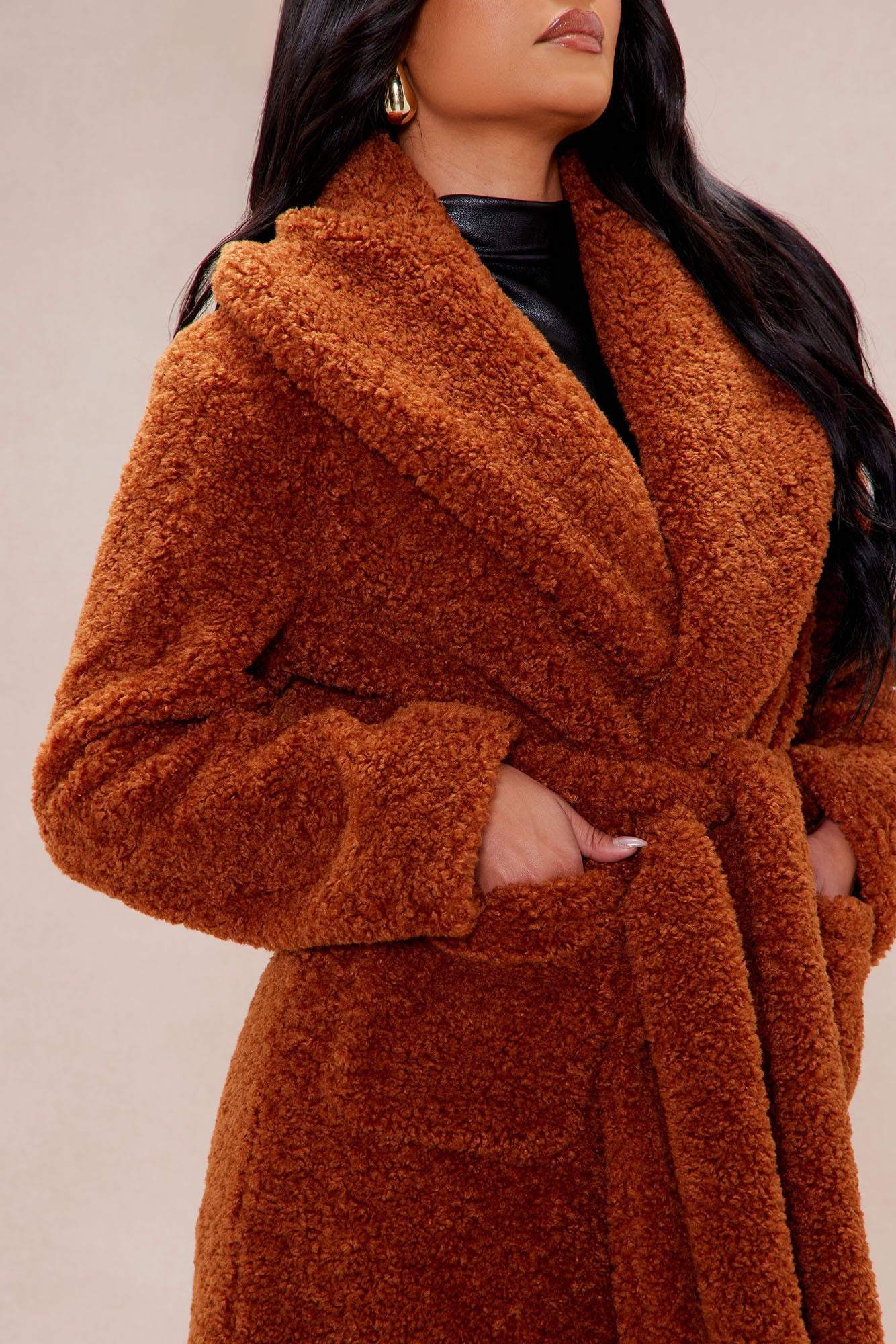 Alyssa Faux Fur Coat - Cognac