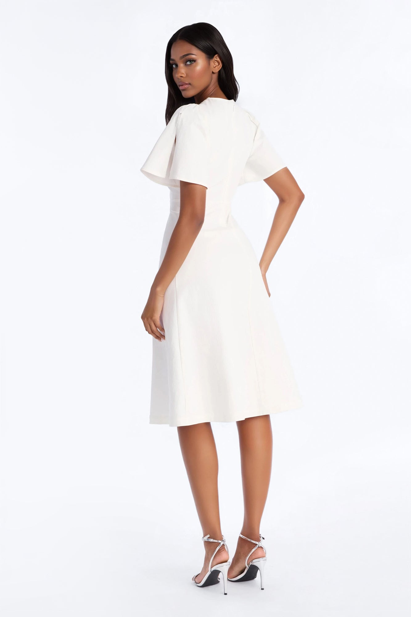 Aliza Denim Midi Dress - White