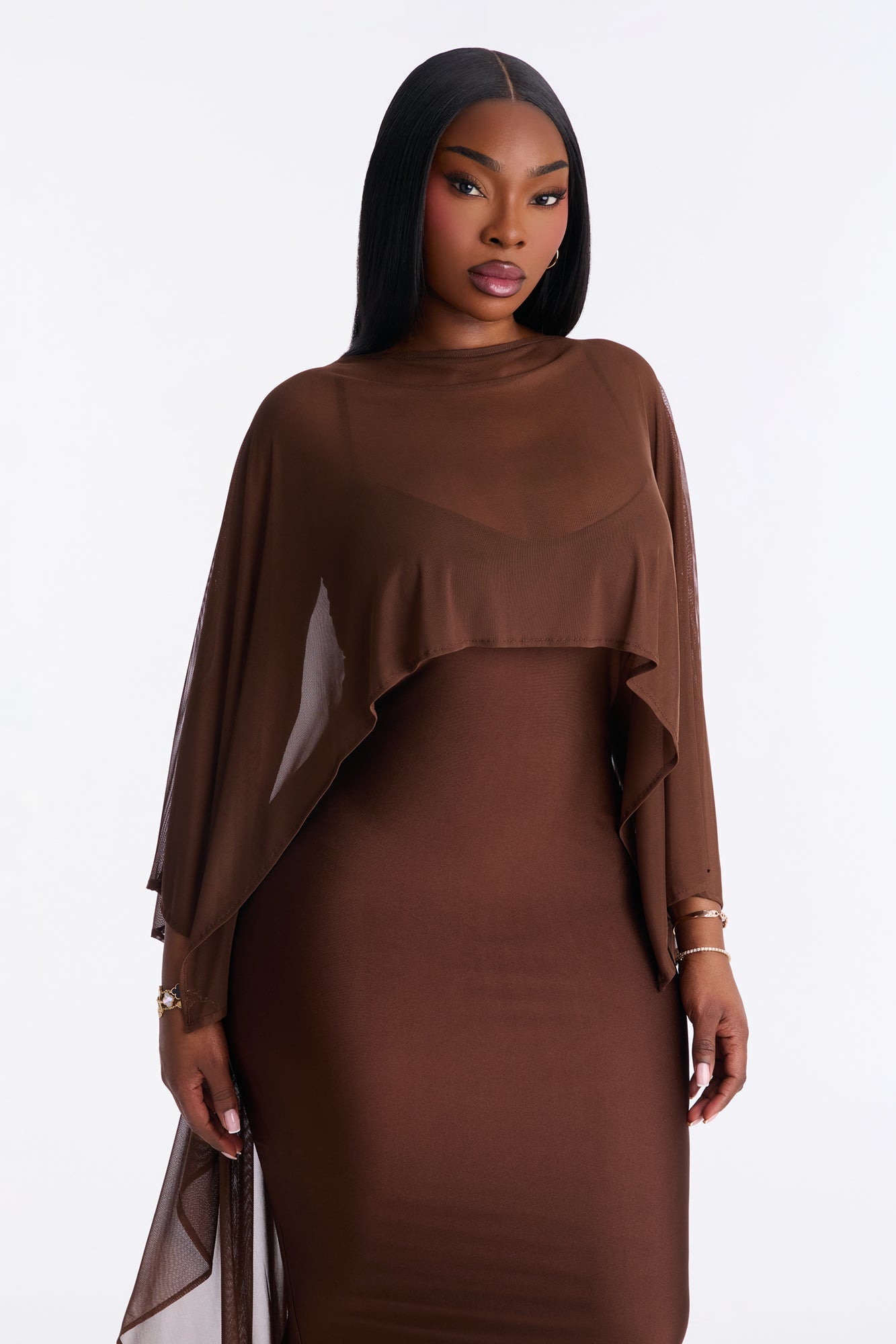 Staying True Satin Maxi Dress - Chocolate
