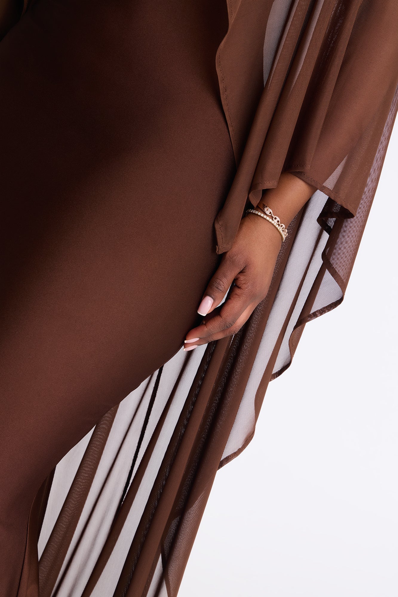Staying True Satin Maxi Dress - Chocolate