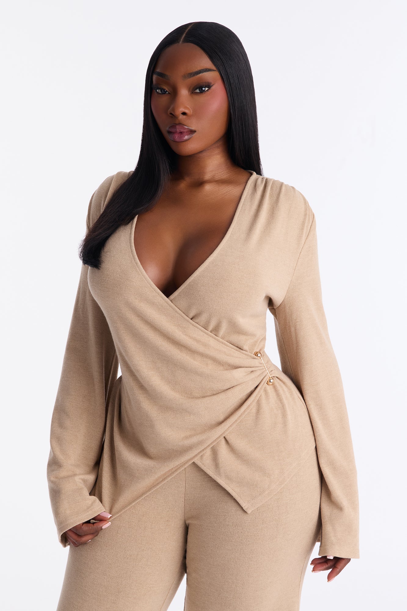 Bailey Flare Leg Pant Set - Taupe