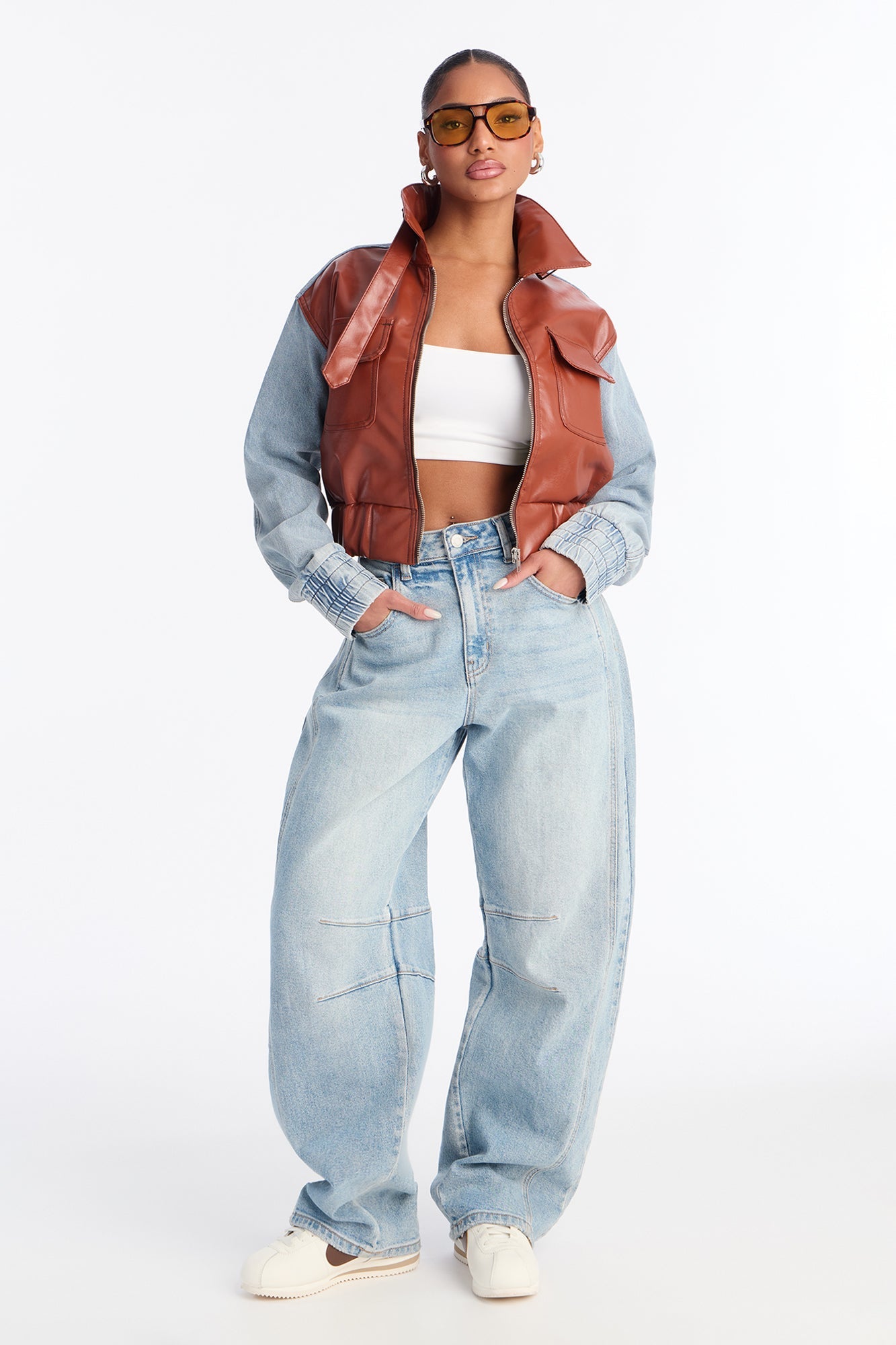 Holland PU Denim Jacket - Light Wash