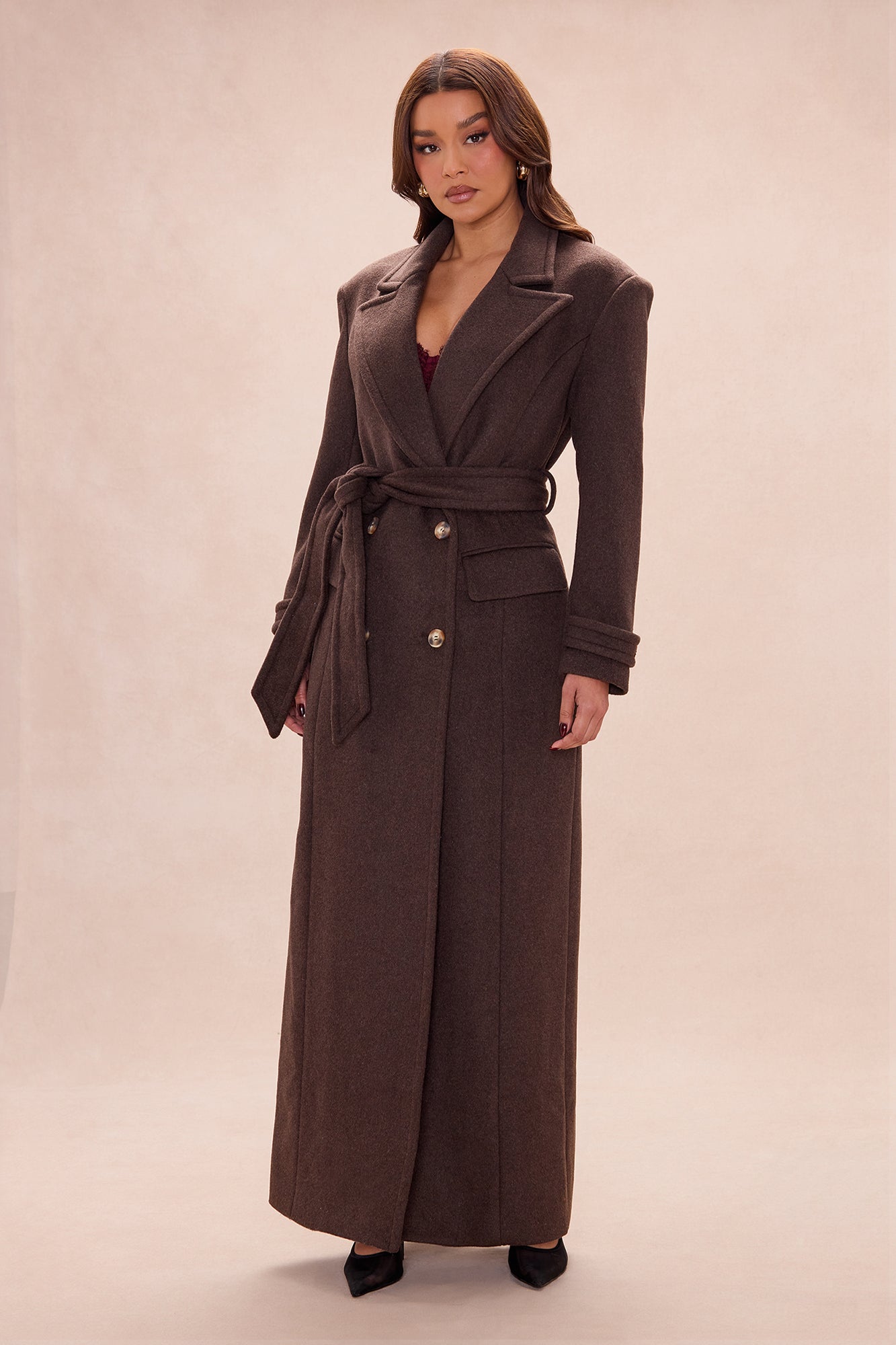 Tyler Double Breasted Wool Coat - Brown