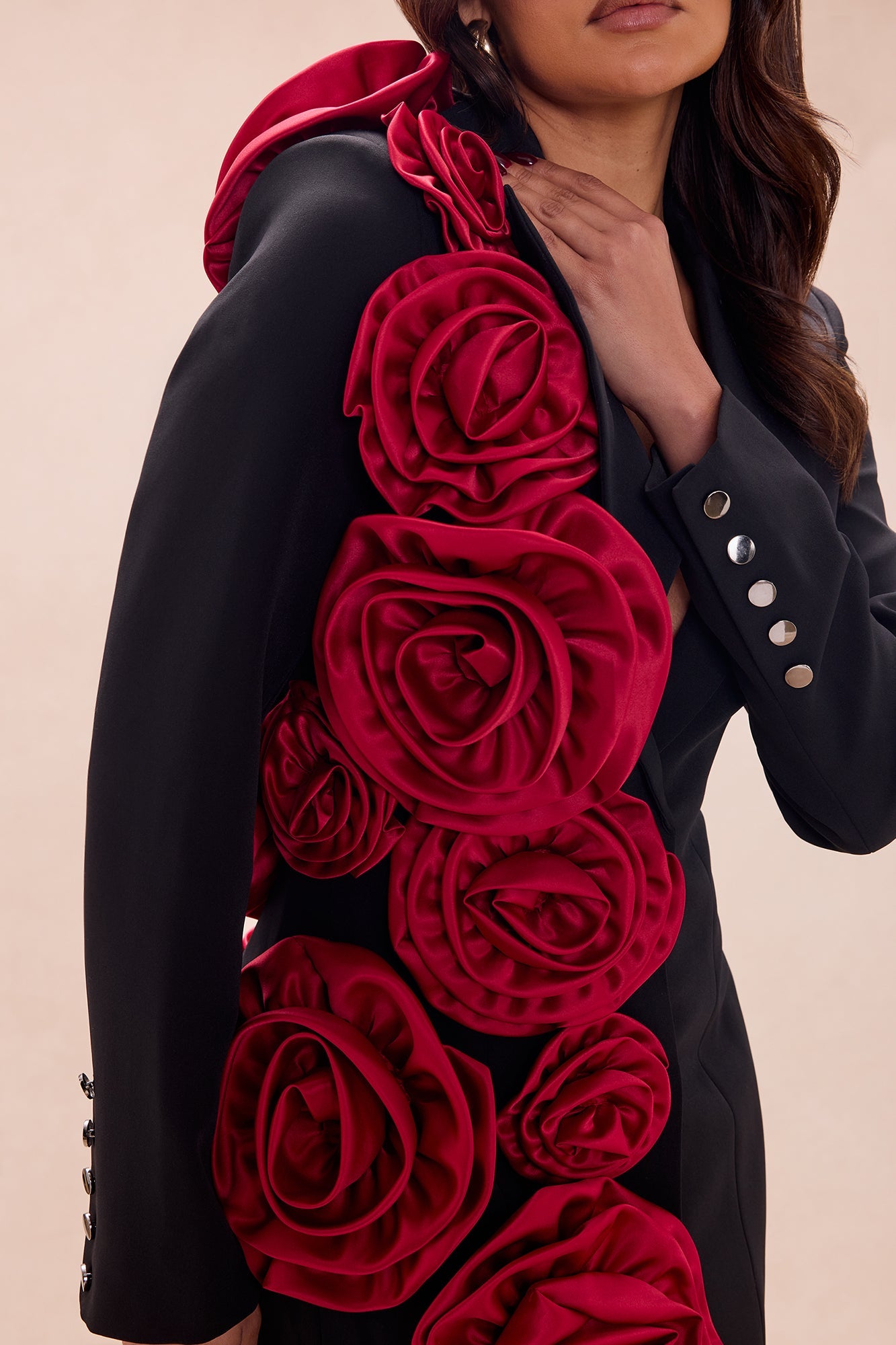 Brooklynn 3D Applique Blazer Mini Dress - Black/Red