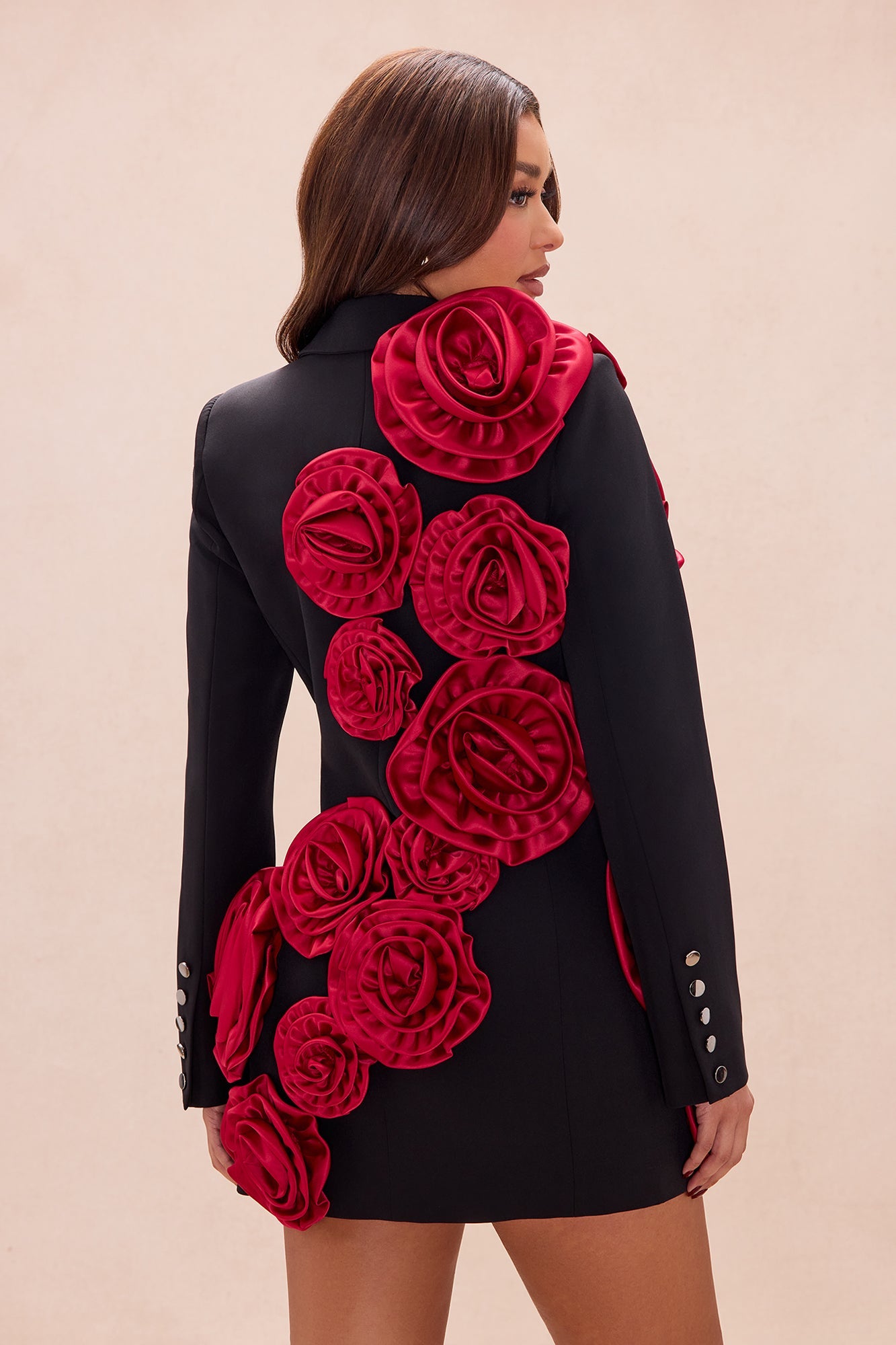 Brooklynn 3D Applique Blazer Mini Dress - Black/Red