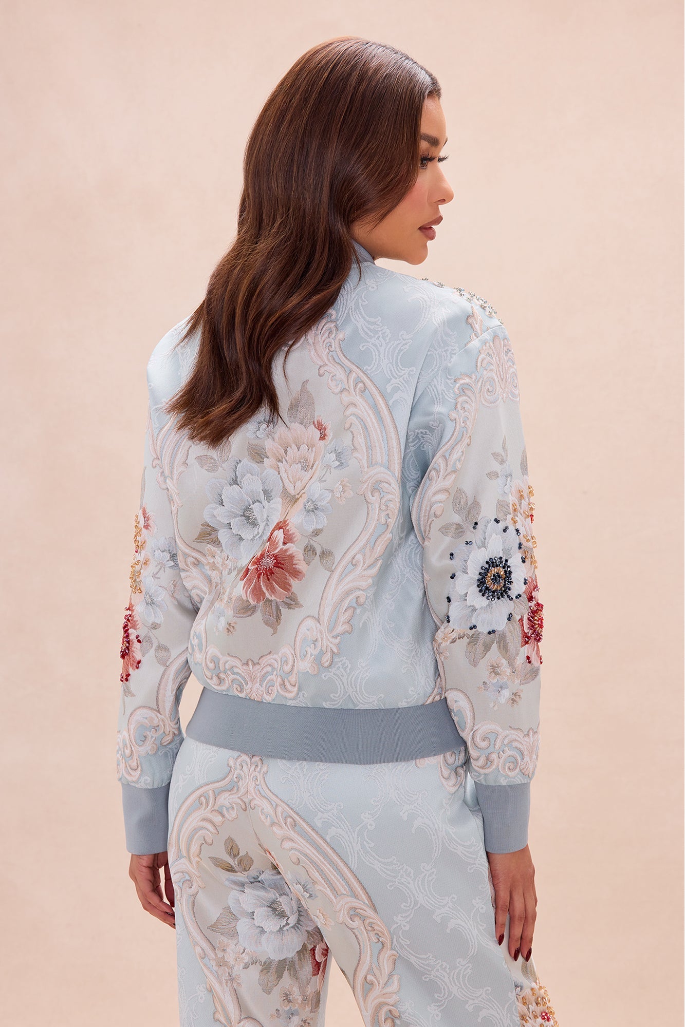 Riannon Embellished Jacquard Jacket - Grey
