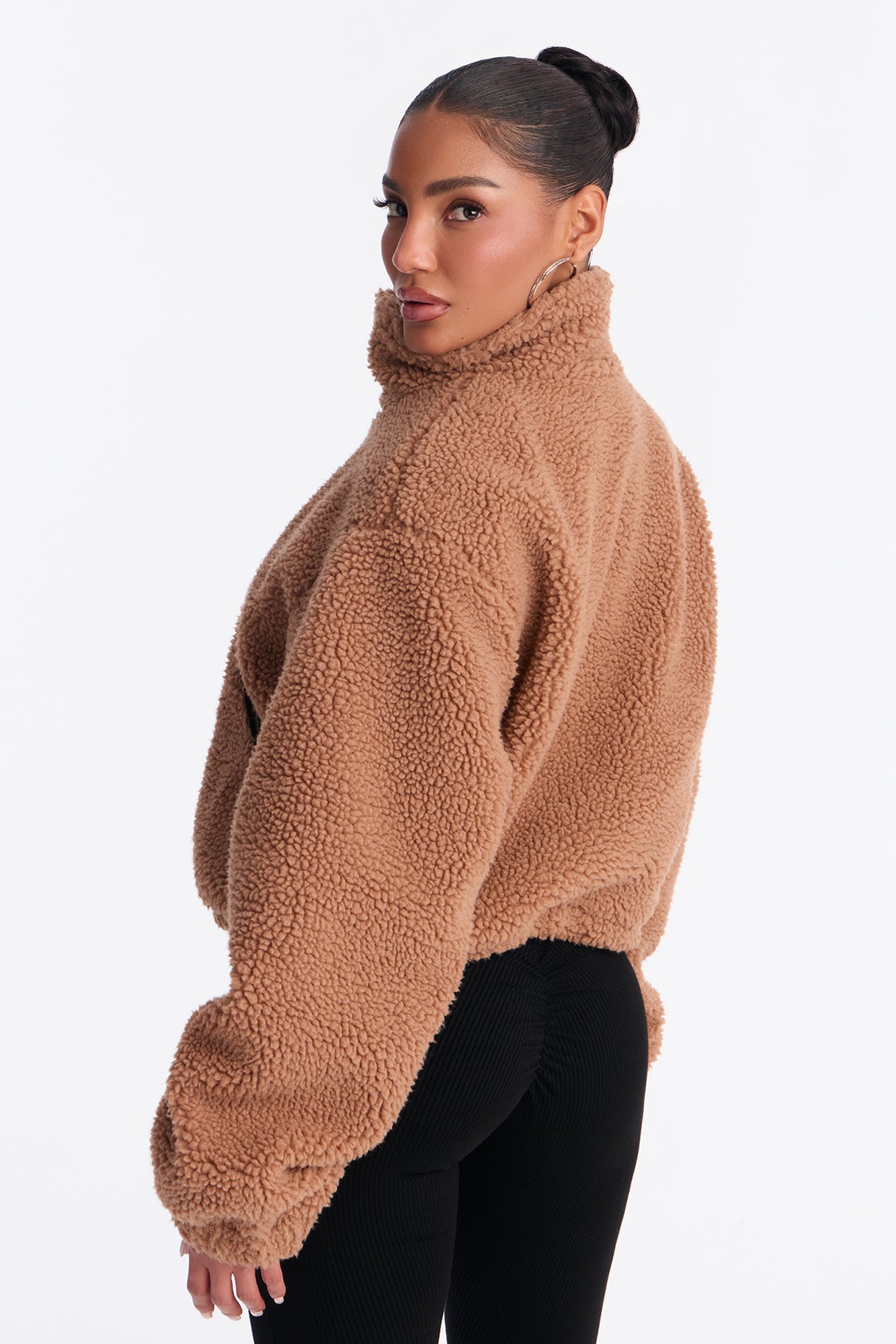 Cozy Cove Faux Sherpa Coat - Camel/combo