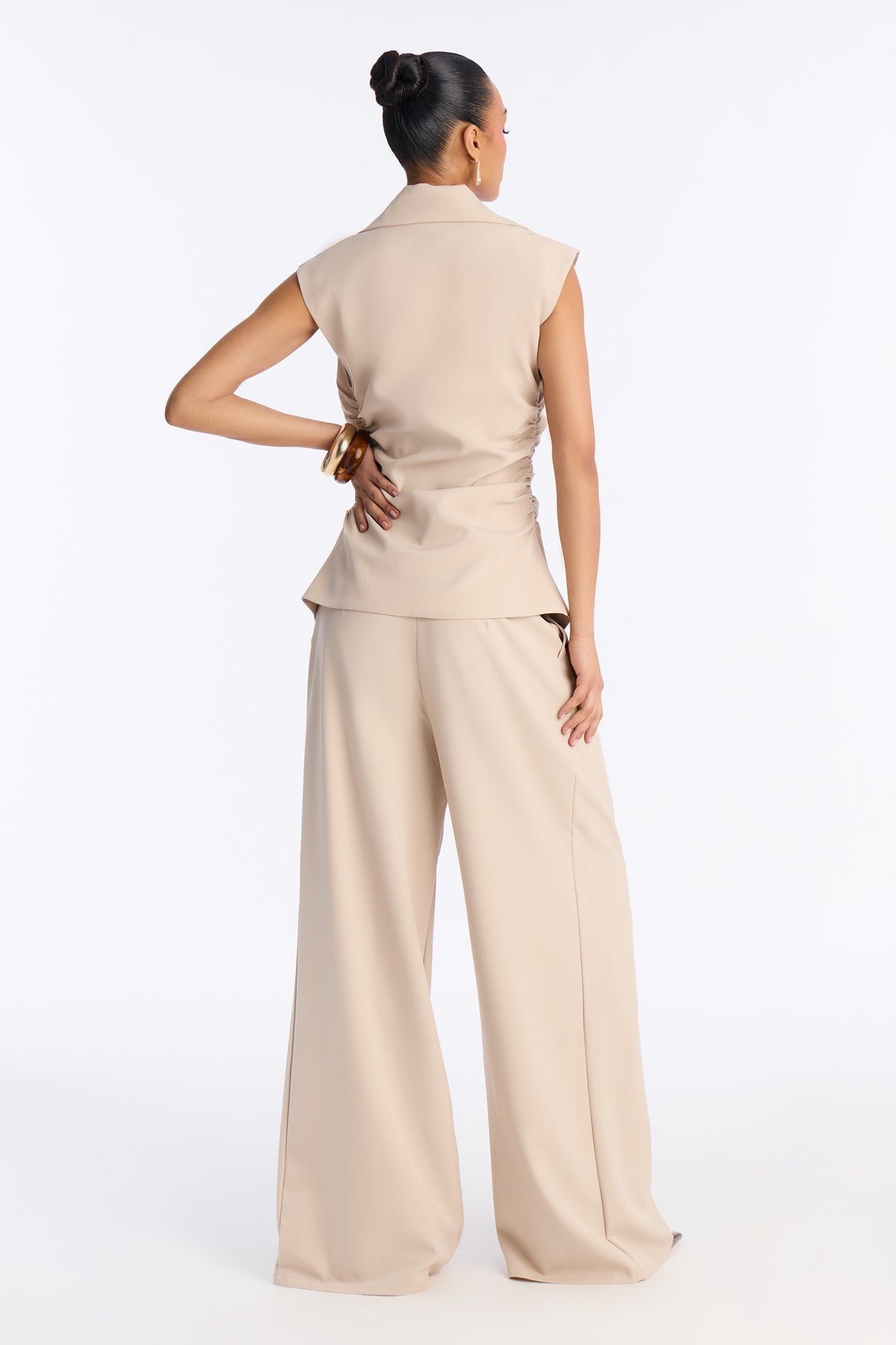 Shannon Cinched Vest Pant Set - Stone
