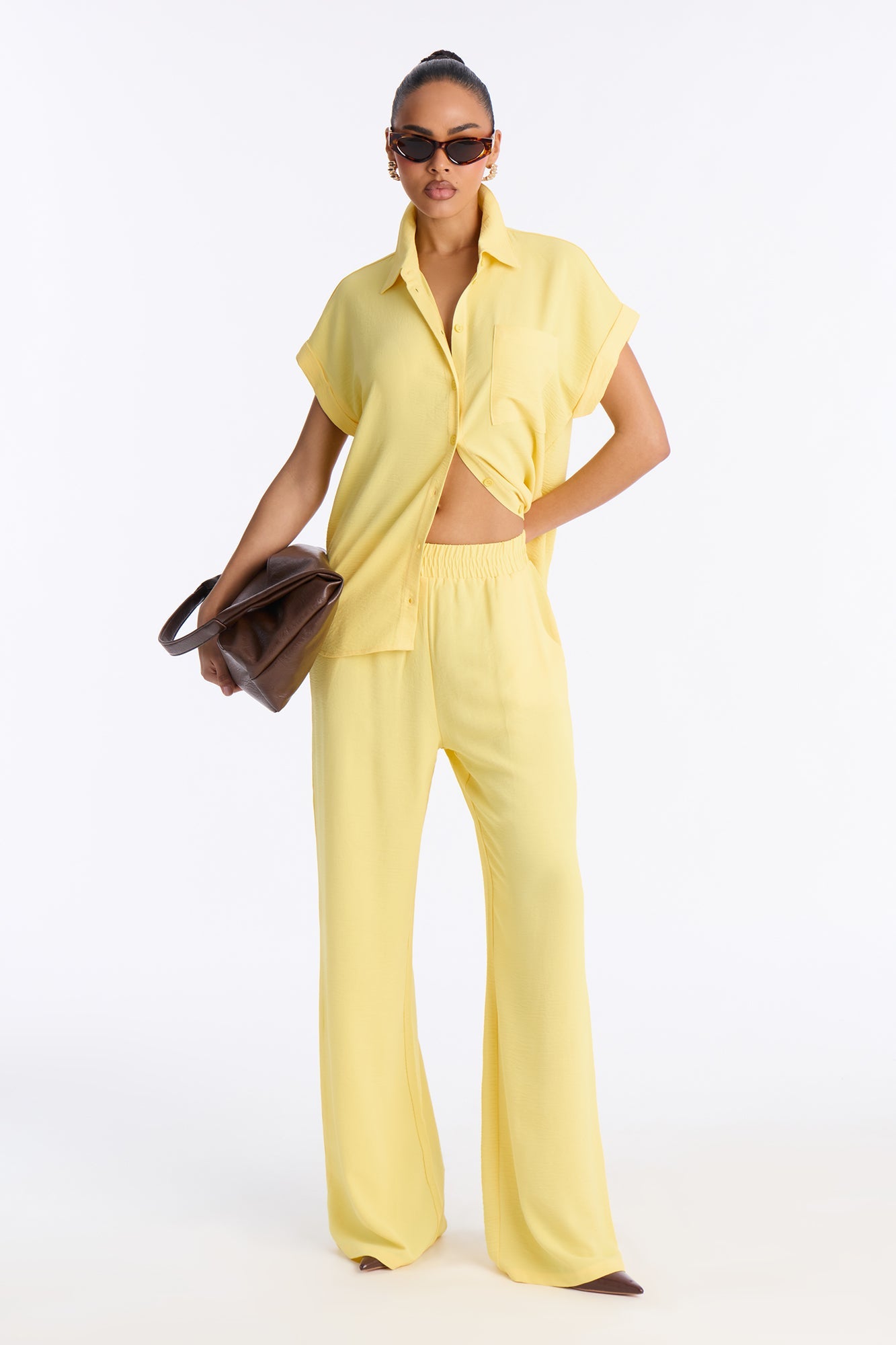 Makela Flowy Wide Leg Pant Set - Yellow