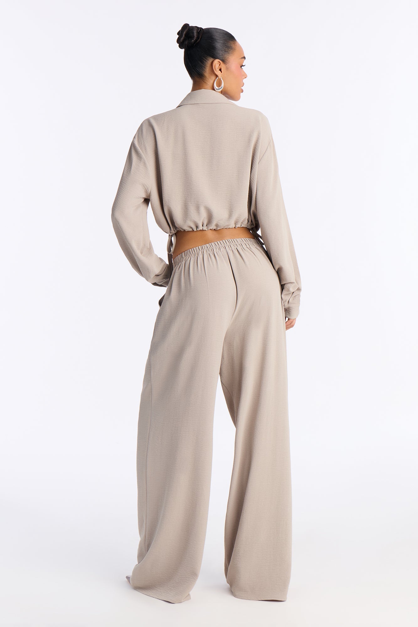 Makenzie Drawstring Waist Pant Set - Stone