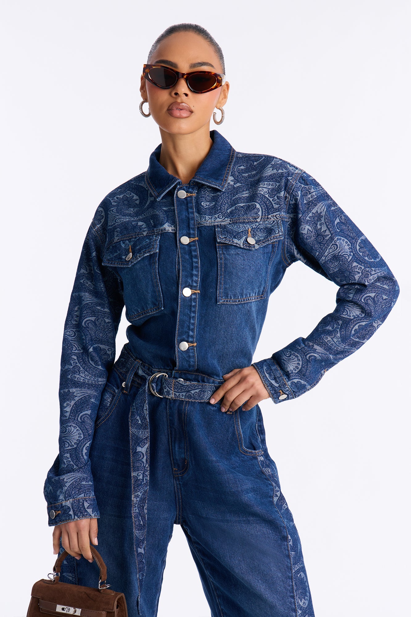 Jenny Belted Wide Leg Jumpsuit - Denim