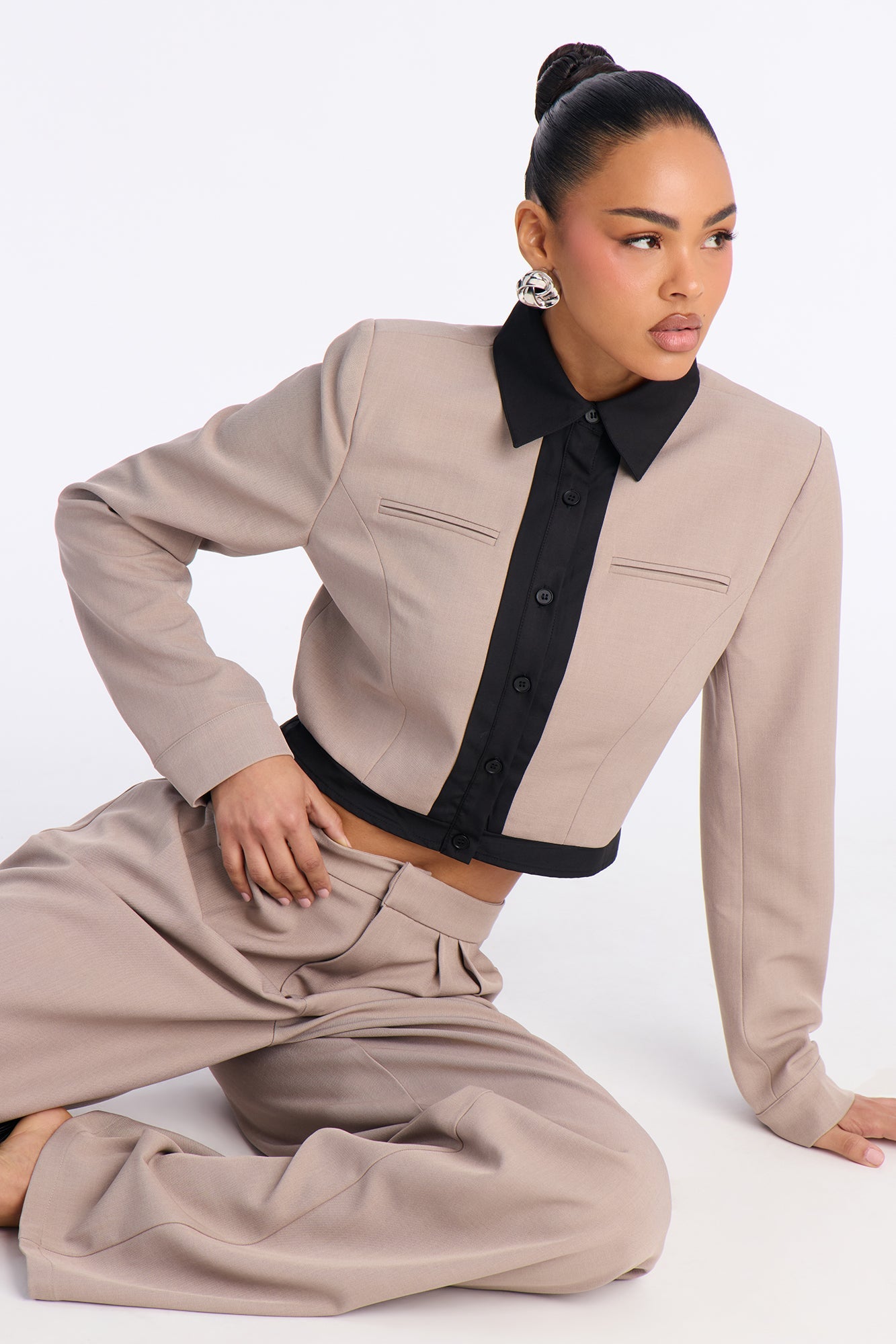 Modern Maven Blazer Pant Set - Stone