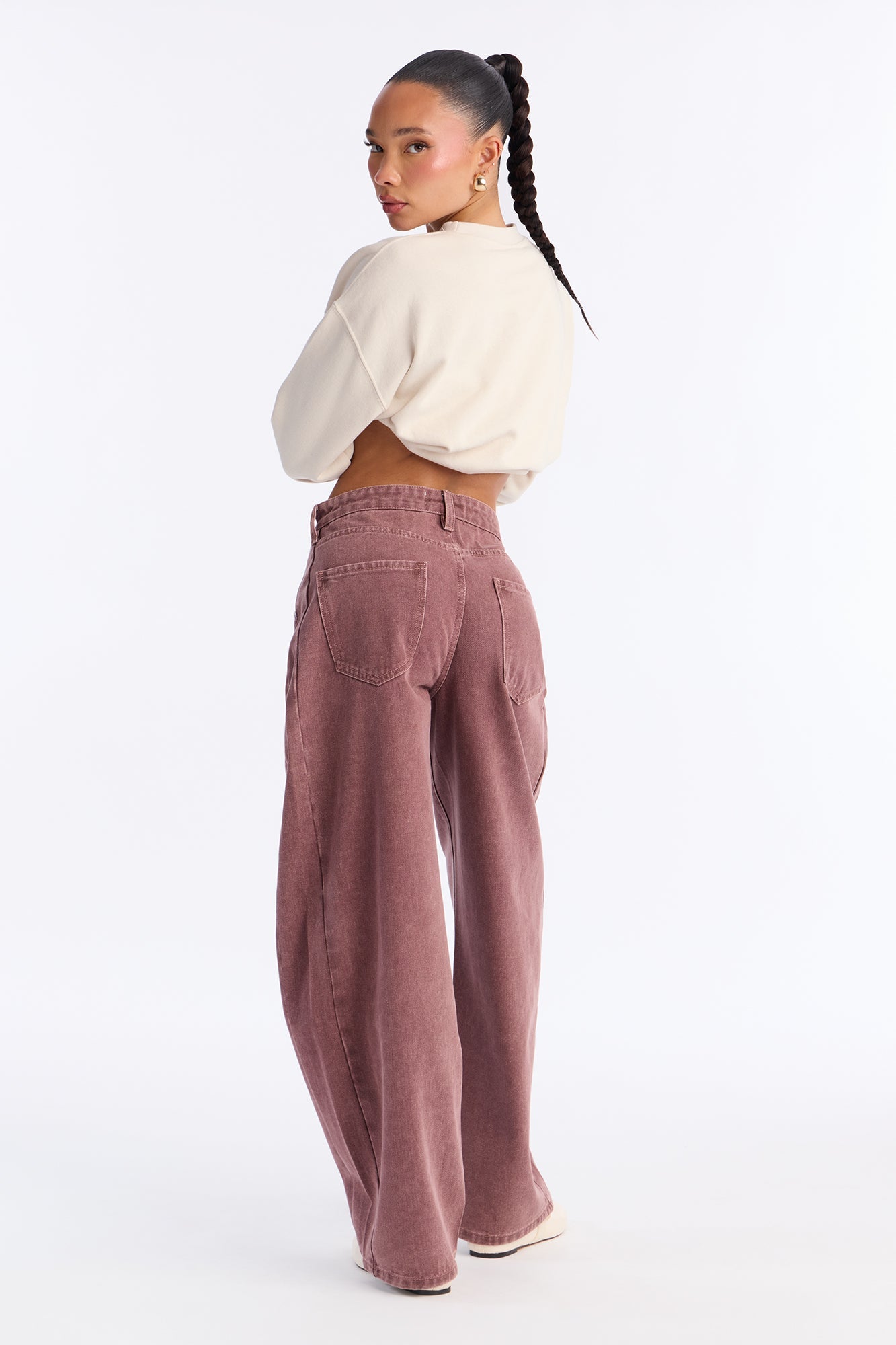 Let Loose Barrel Leg Jeans - Mauve