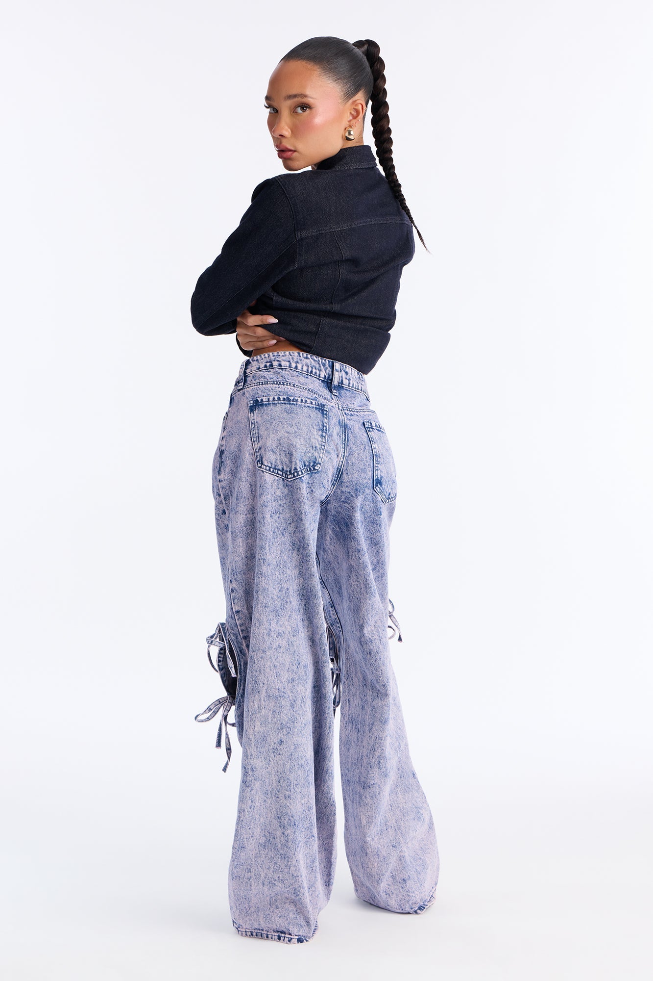 Tug On Heartstrings Non-Stretch Wide Leg Jeans - Pink
