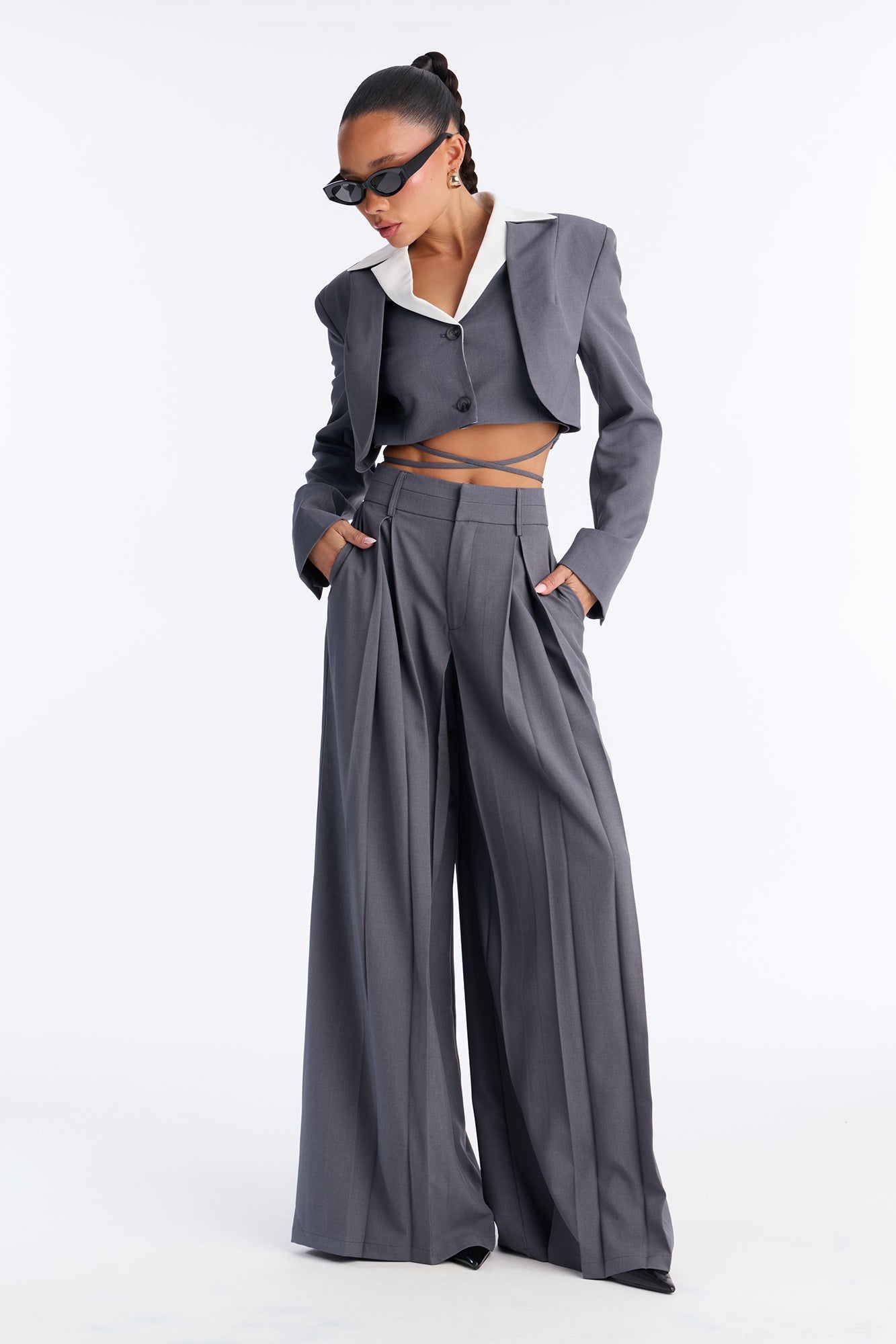 Take Notes Blazer Pant Set - Charcoal
