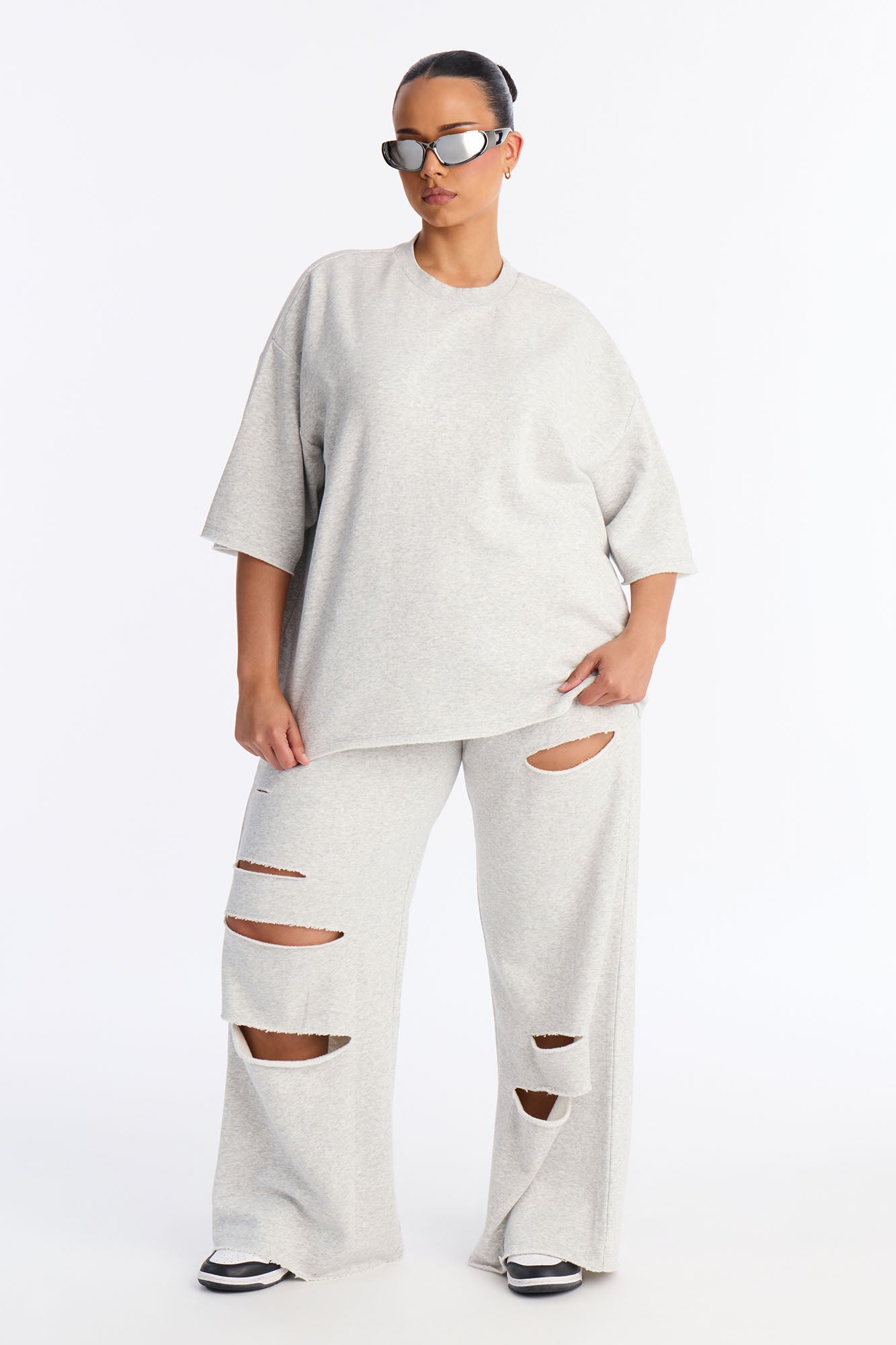 The Crew Fleece T Shirt - Heather Grey