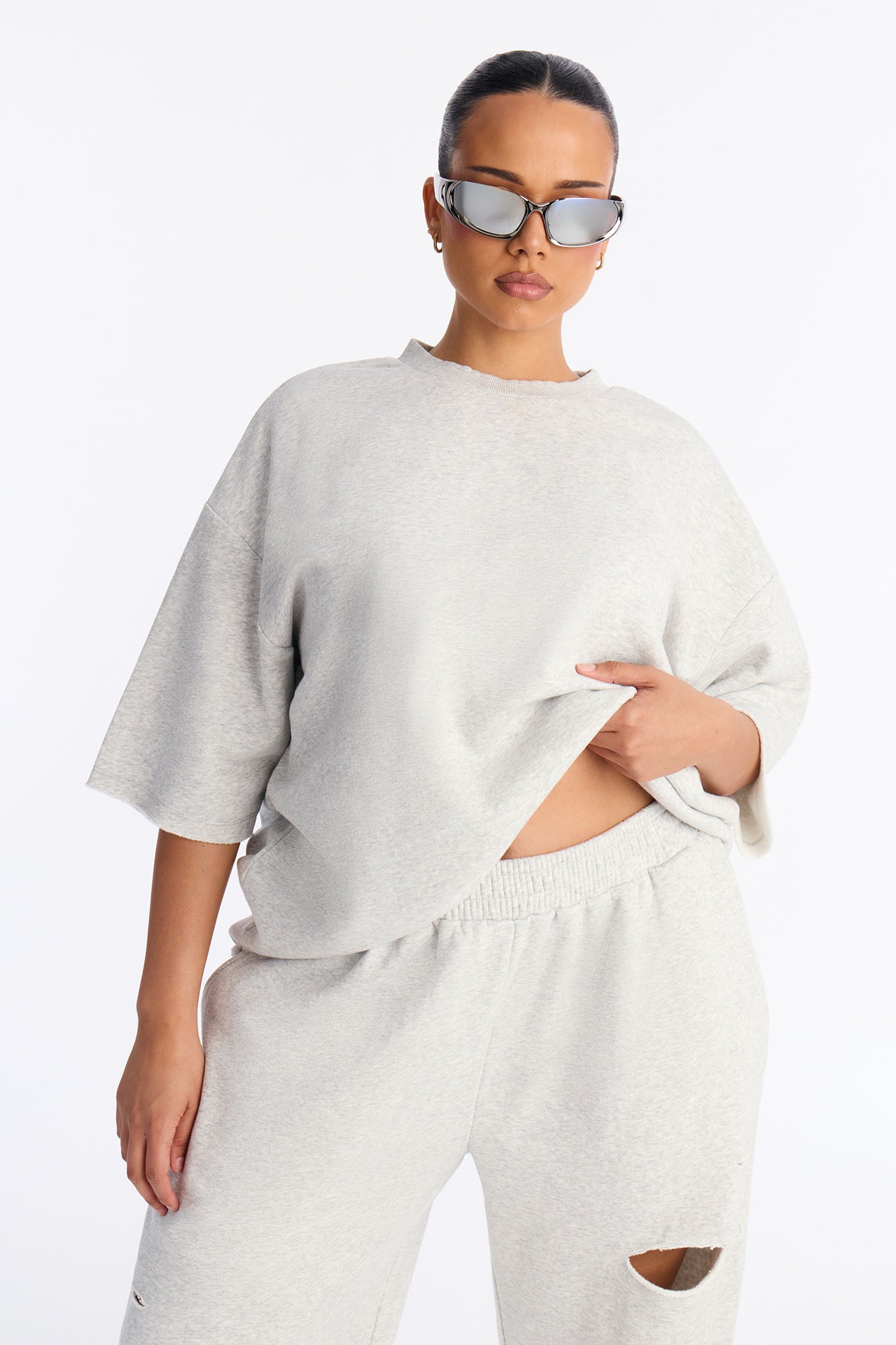 The Crew Fleece T Shirt - Heather Grey