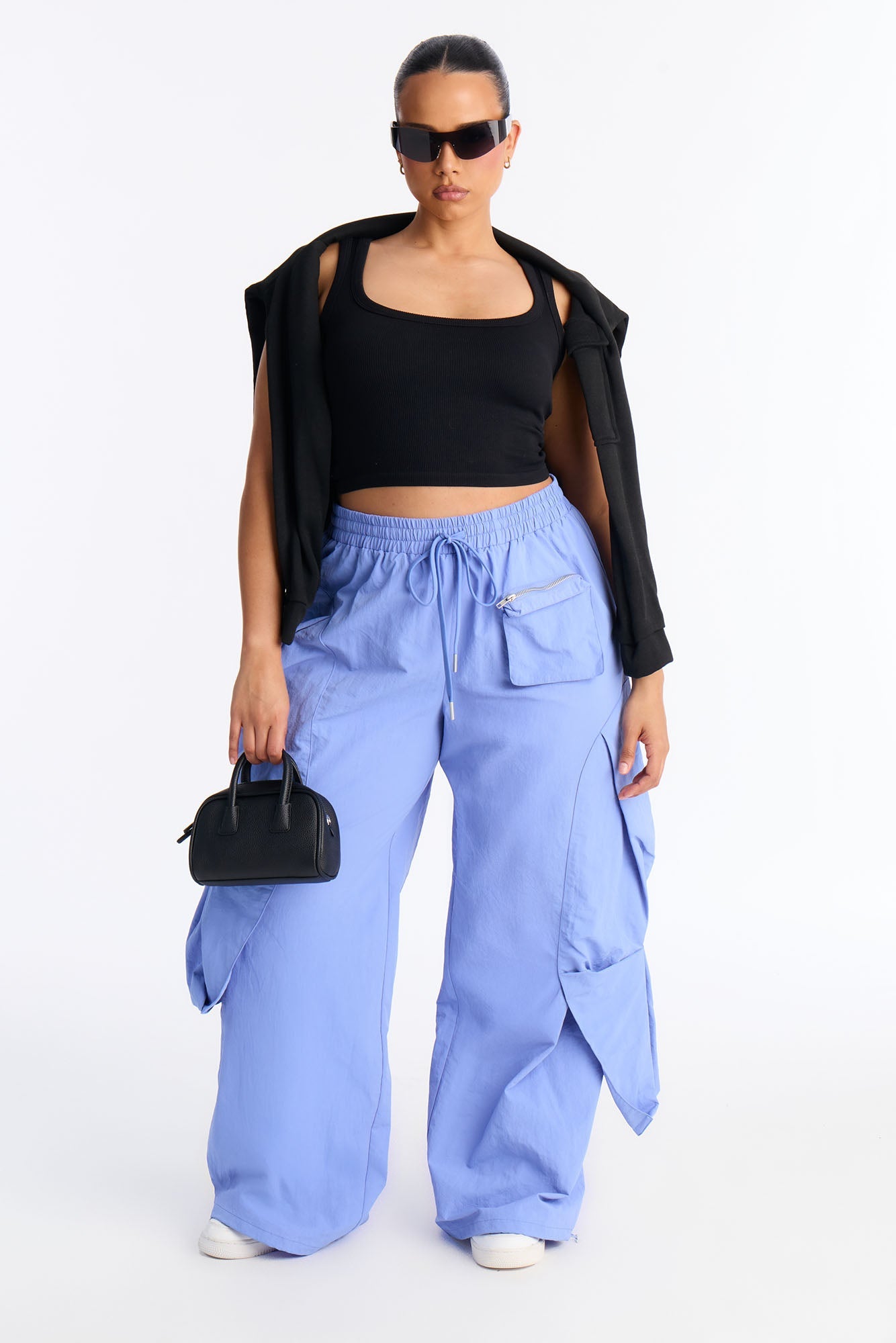 Mind Your Own Business Parachute Jogger - Periwinkle