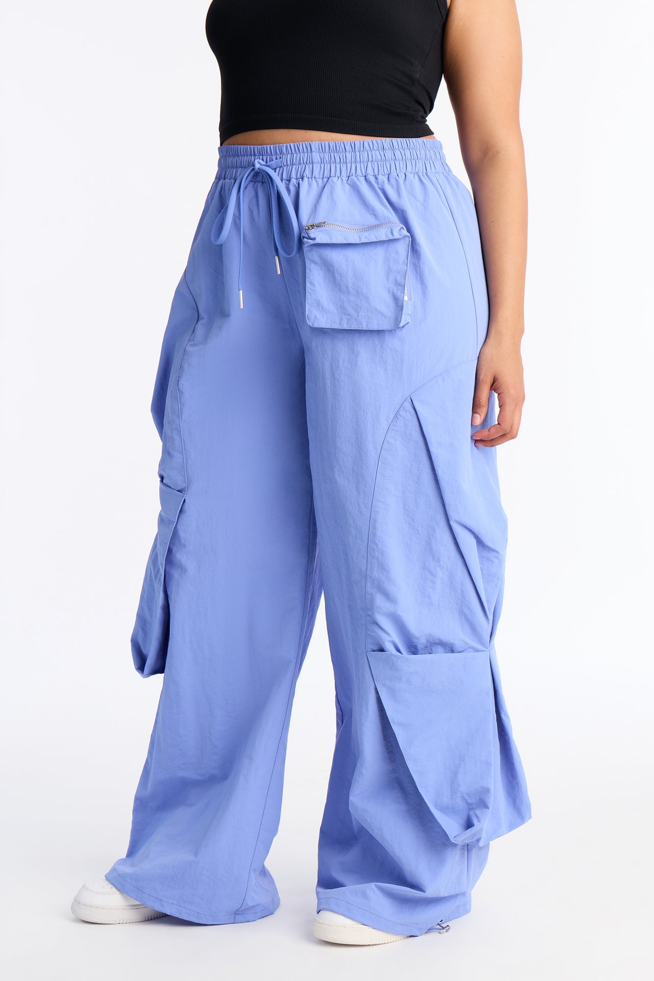 Mind Your Own Business Parachute Jogger - Periwinkle