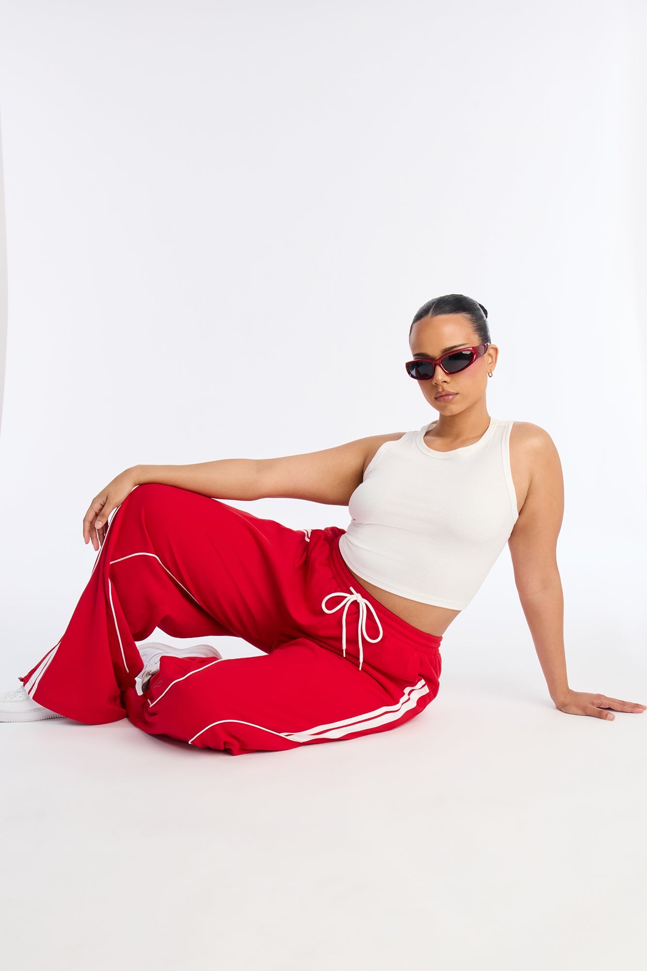 Jax Drawstring Wide Leg Pants 30″ - Red