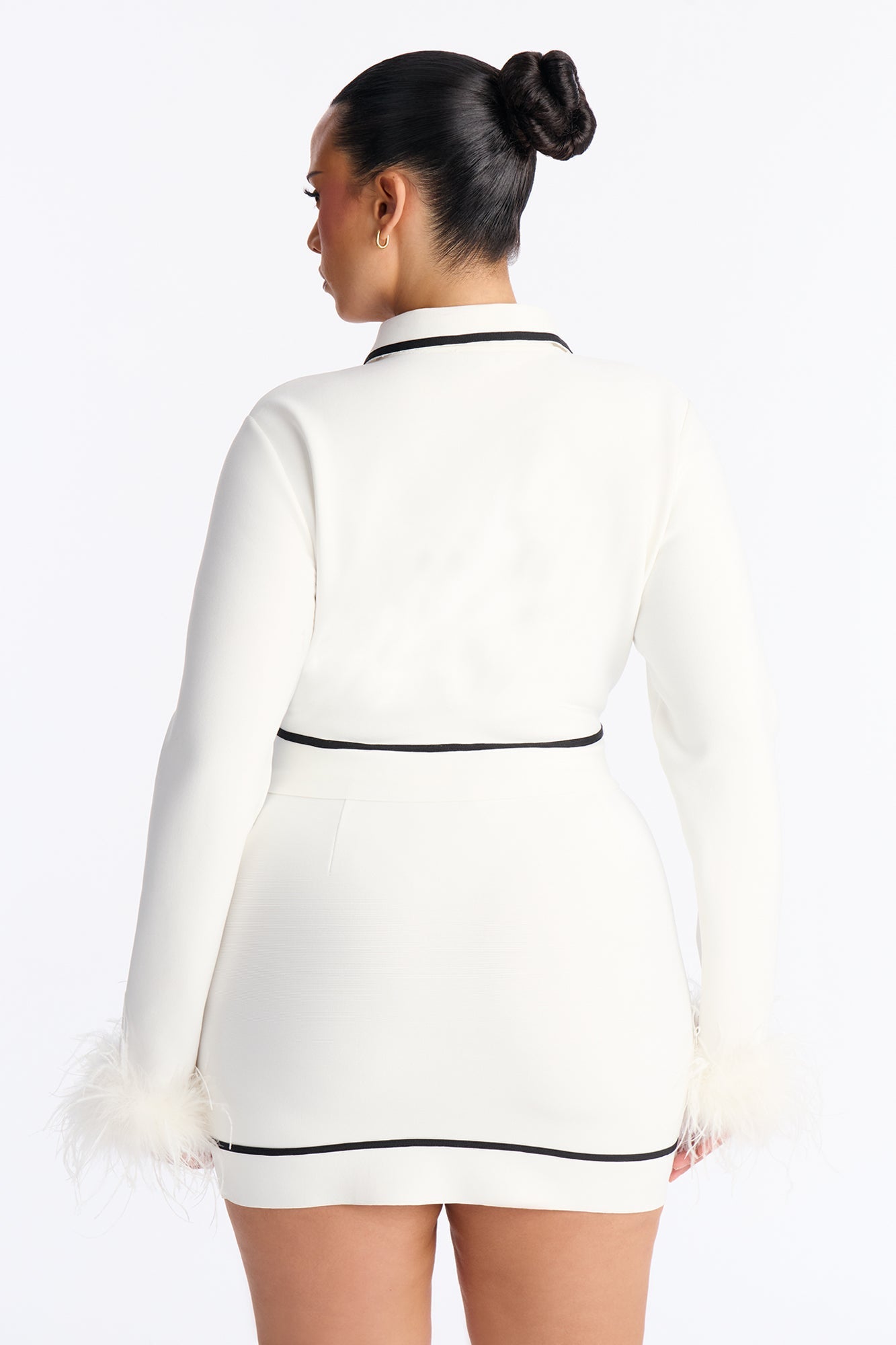 So Fancy Feather Trim Skirt Set - White