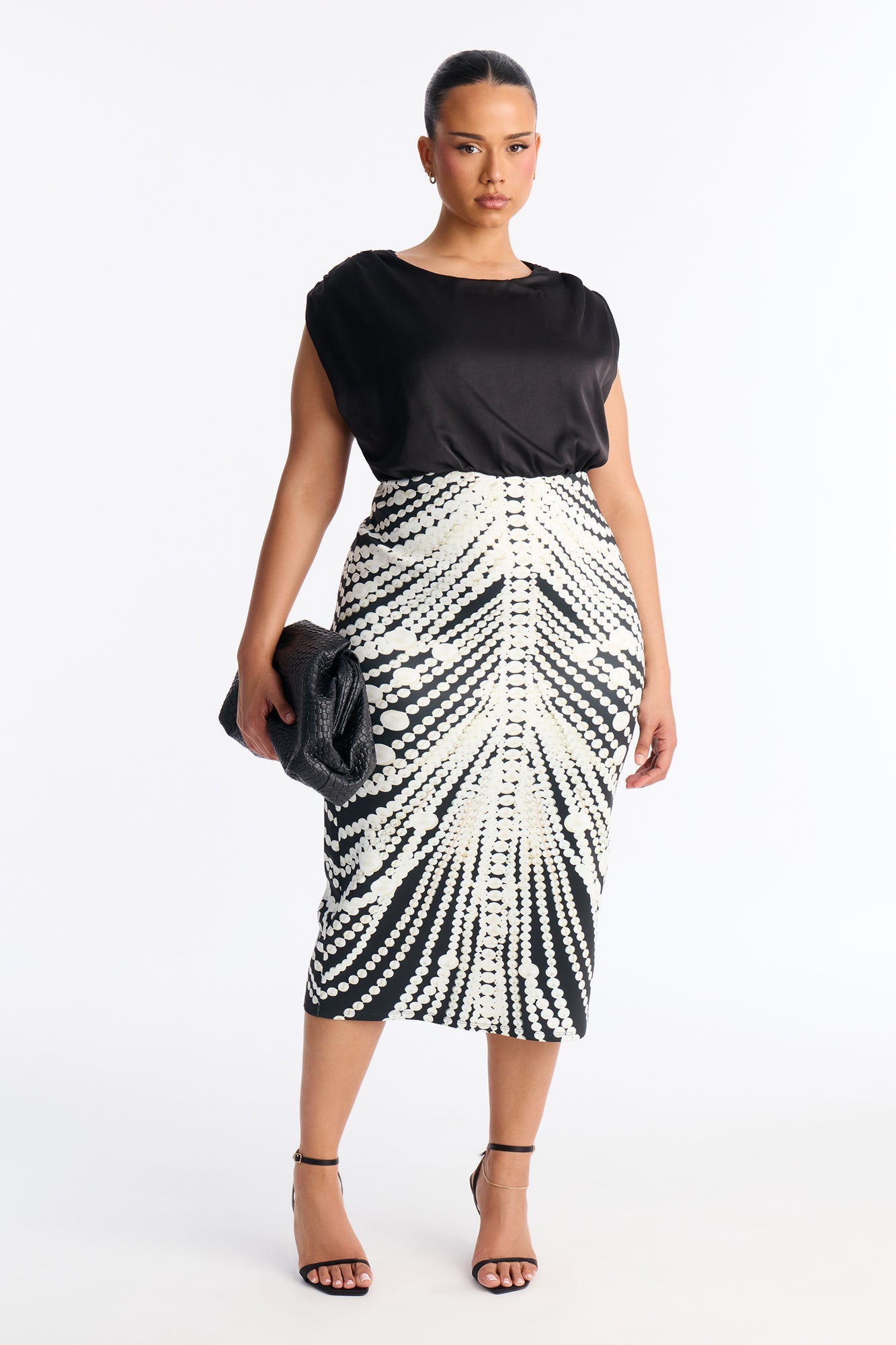 Cassandra Sleeveless Scuba Midi Dress - Black