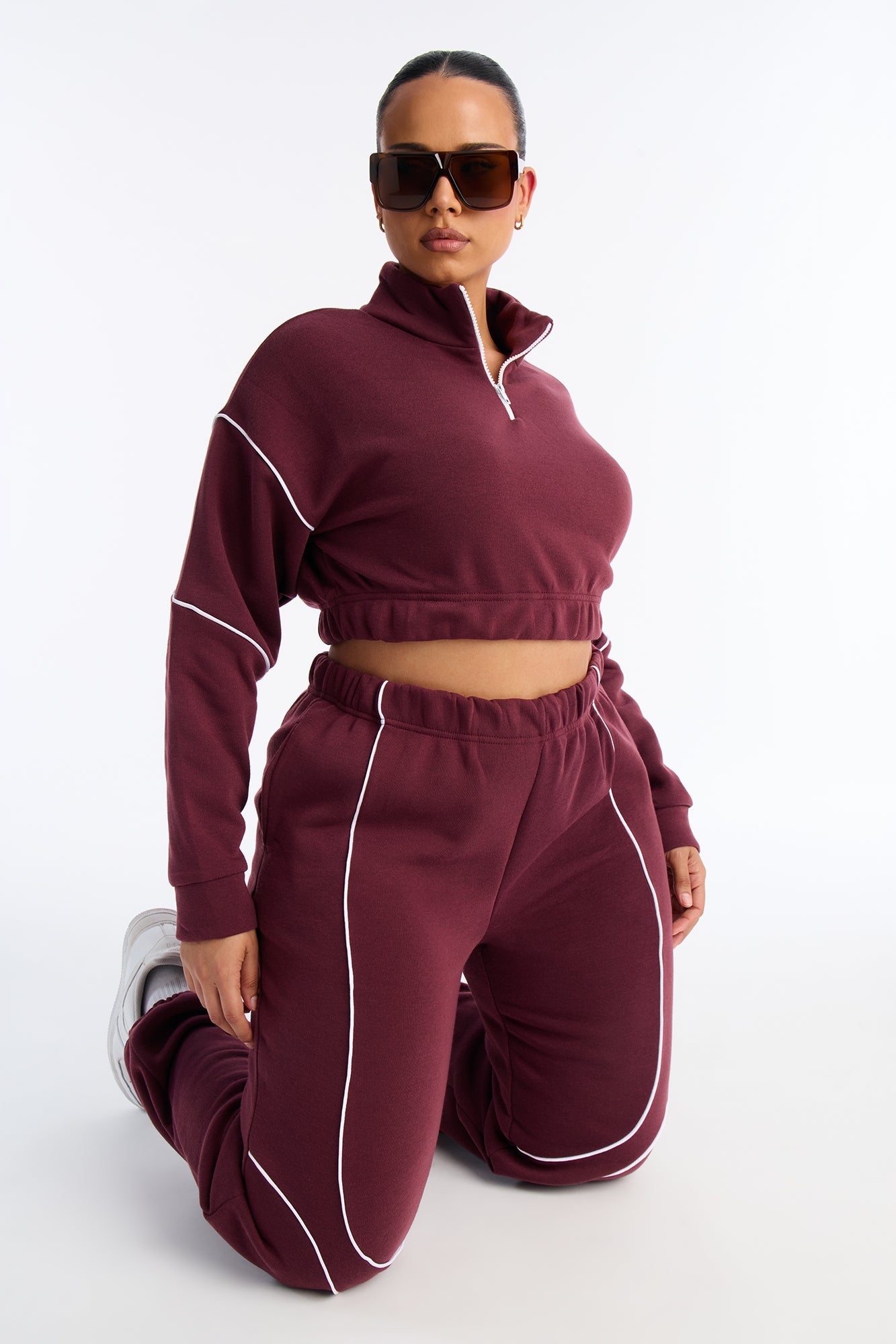 Weekend Chill Fleece Jogger Pant Set - Burgundy