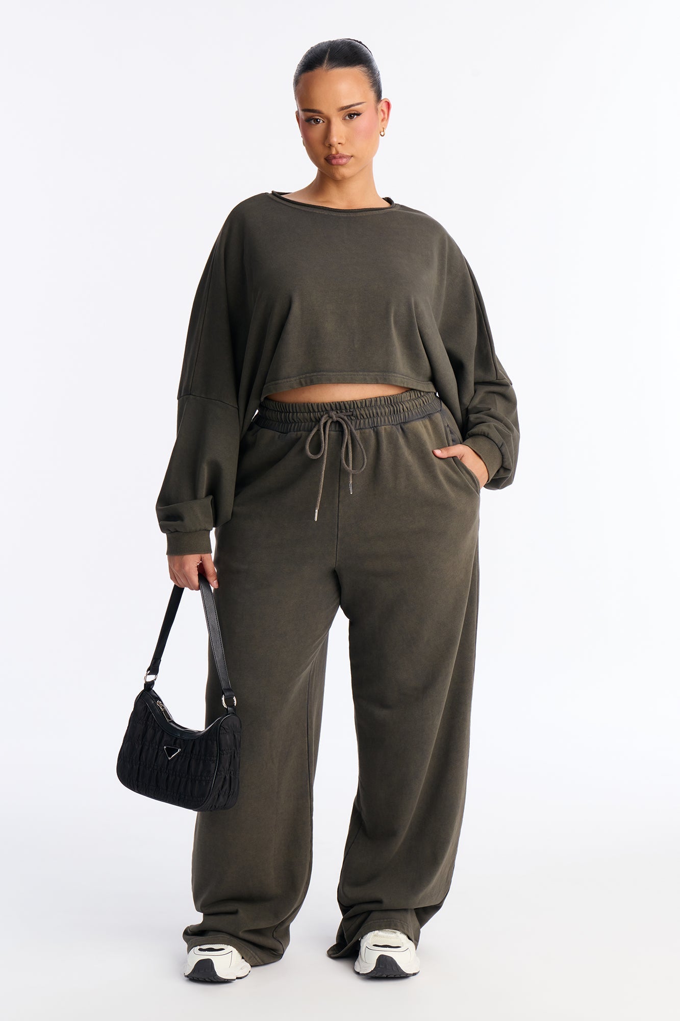 Everyday Vibe Washed Pant Set - Dark Olive