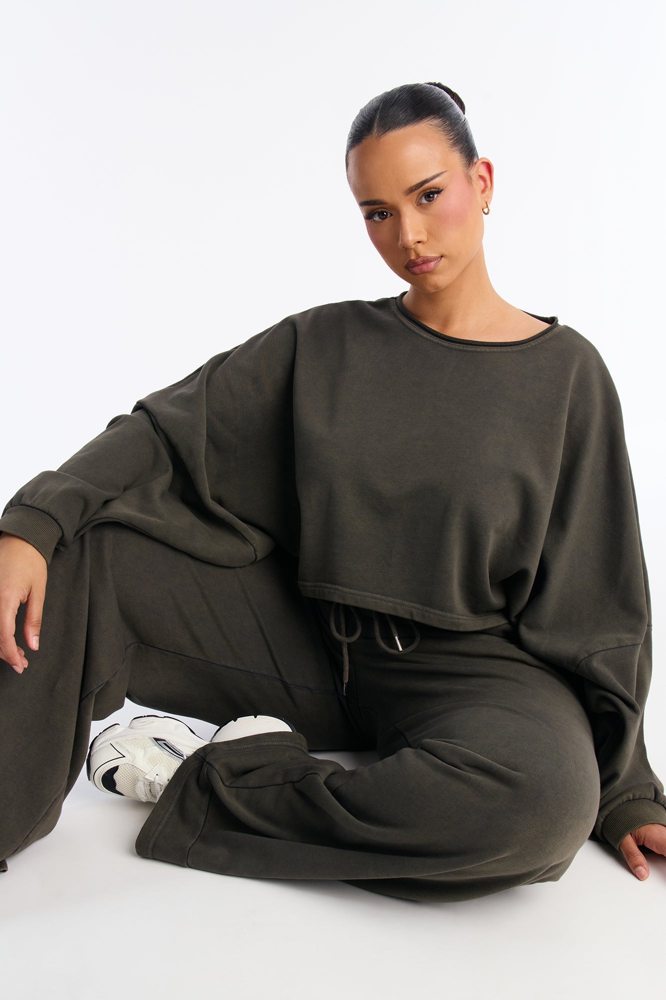 Everyday Vibe Washed Pant Set - Dark Olive