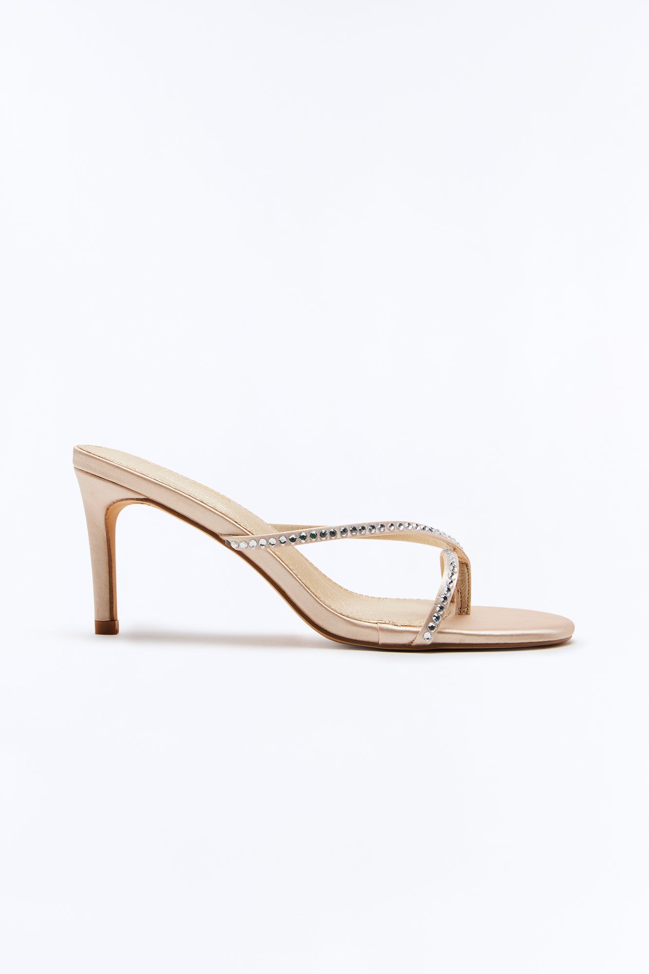 Event Details Rhinestone Thong Heels - Champagne