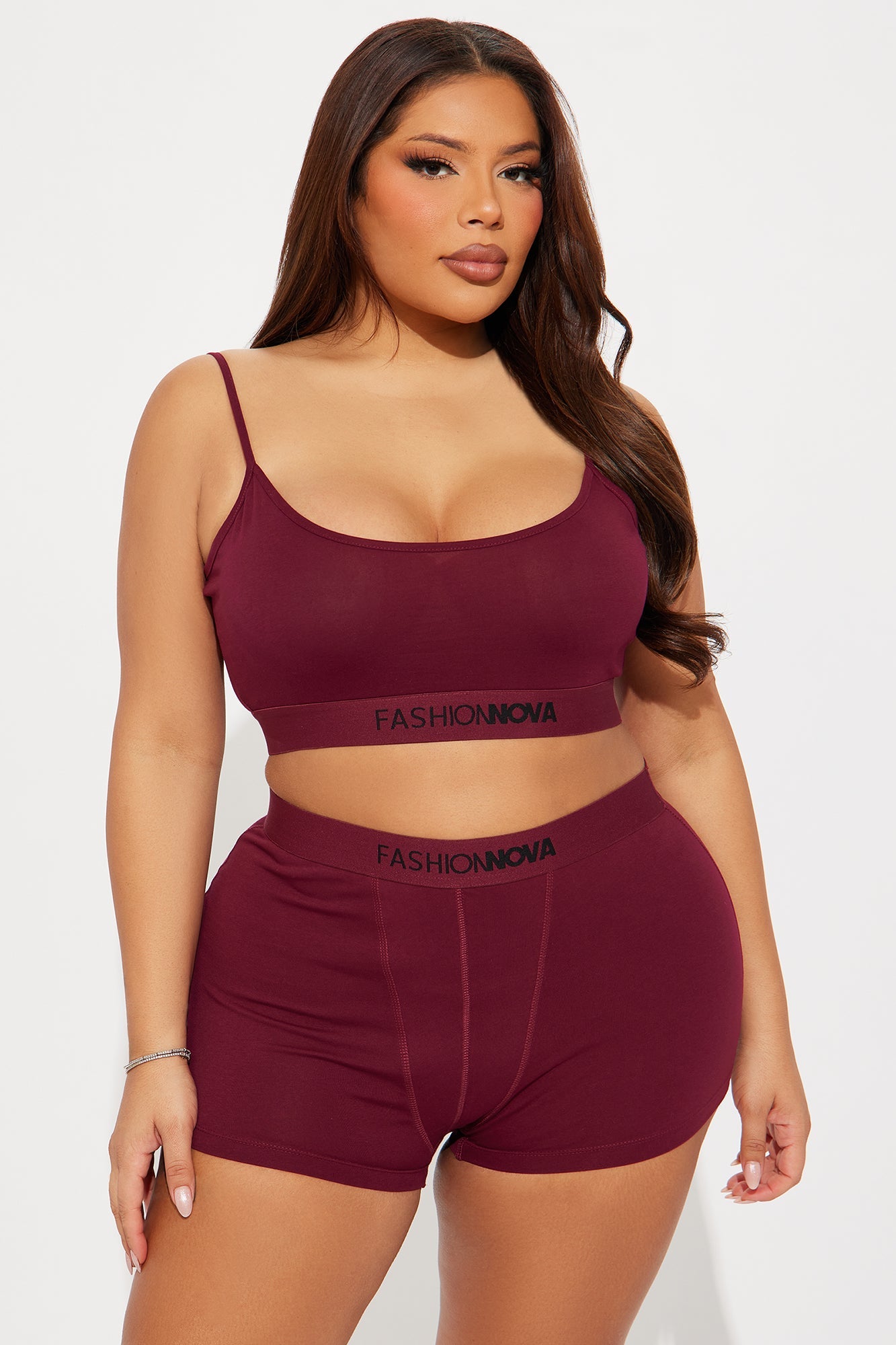 FN Mood Cami And Boxer Set - Wine