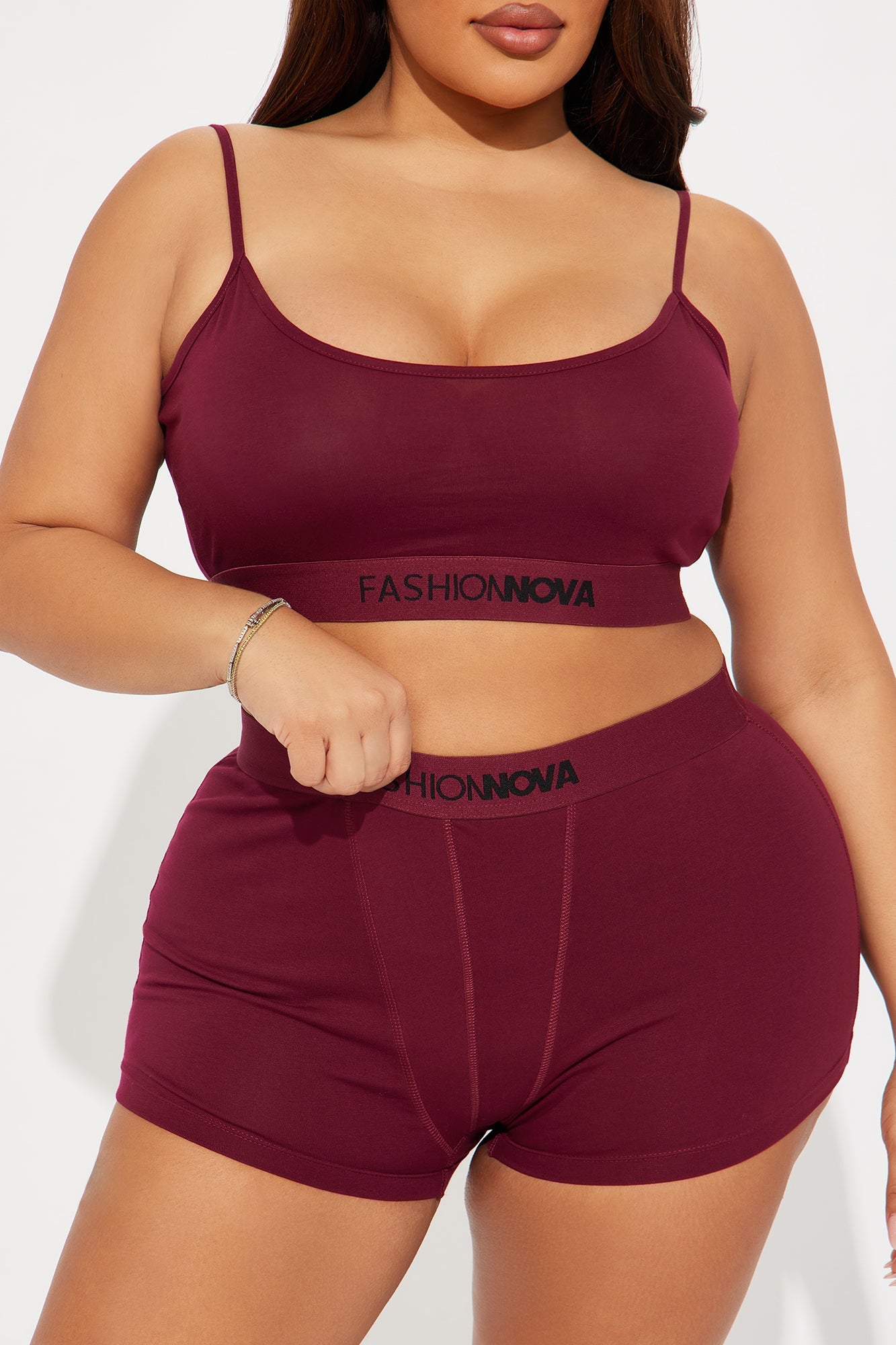 FN Mood Cami And Boxer Set - Wine