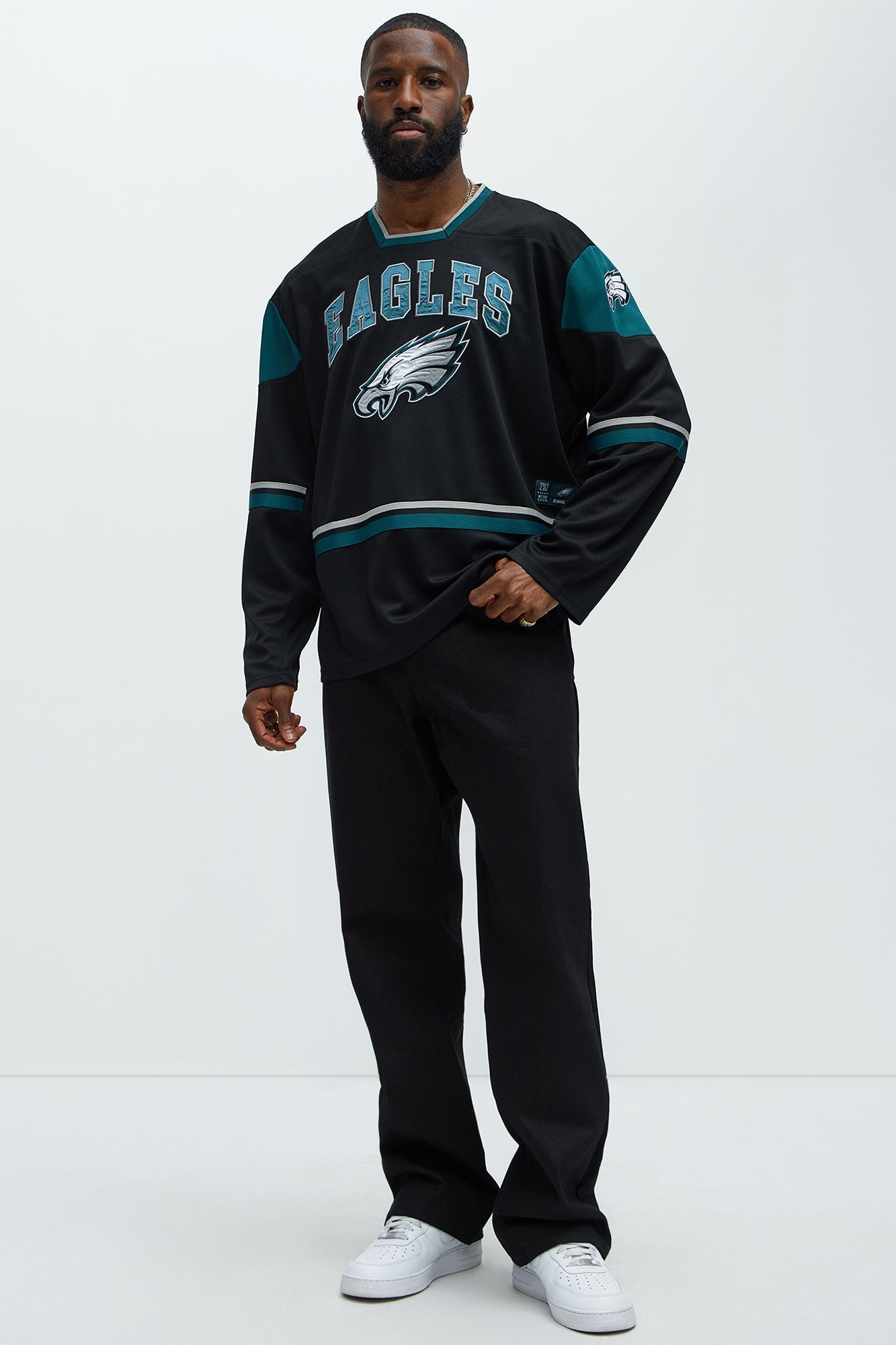 Eagles Hat Trick Hockey Top - Black/Green