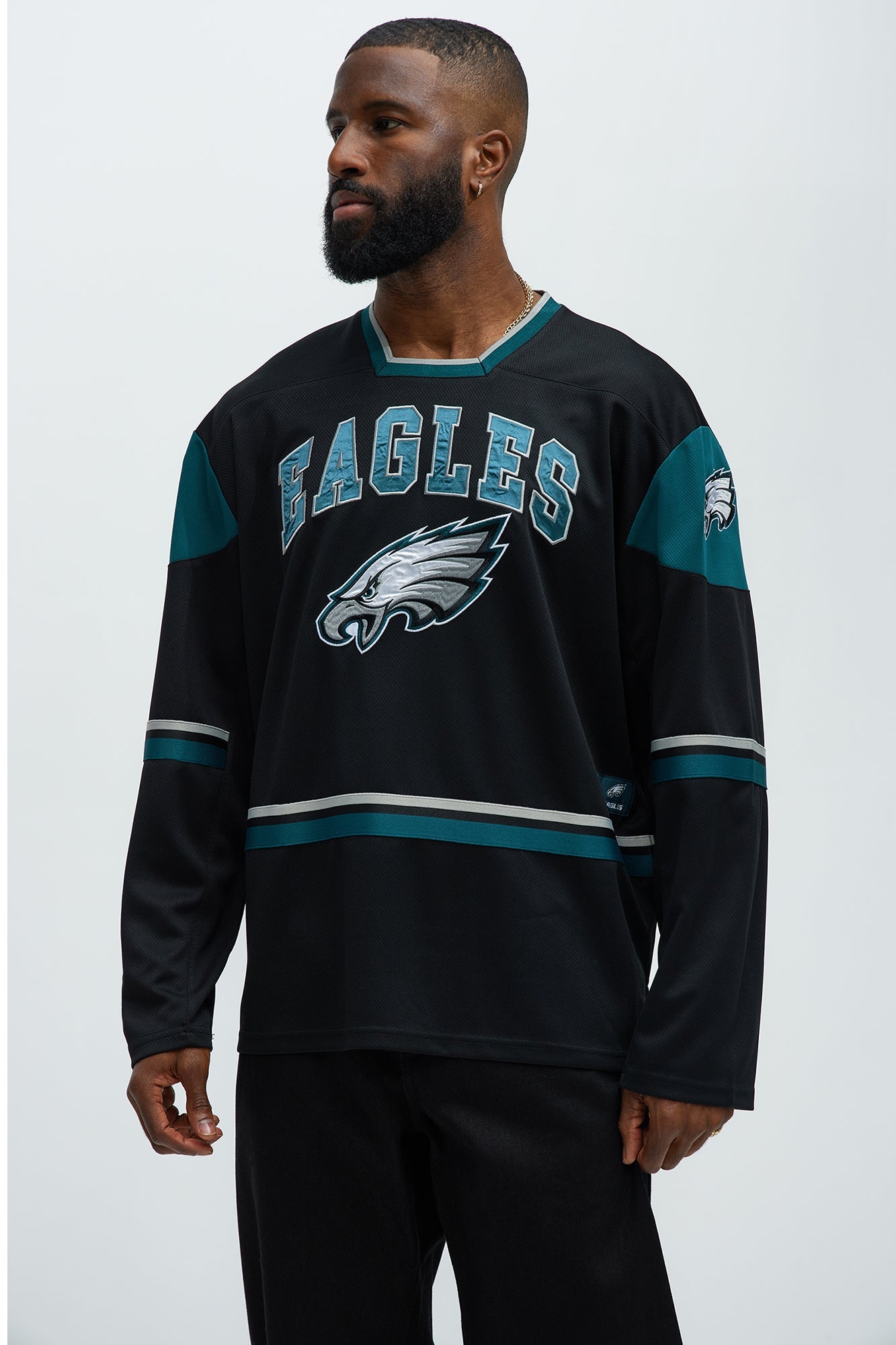 Eagles Hat Trick Hockey Top - Black/Green