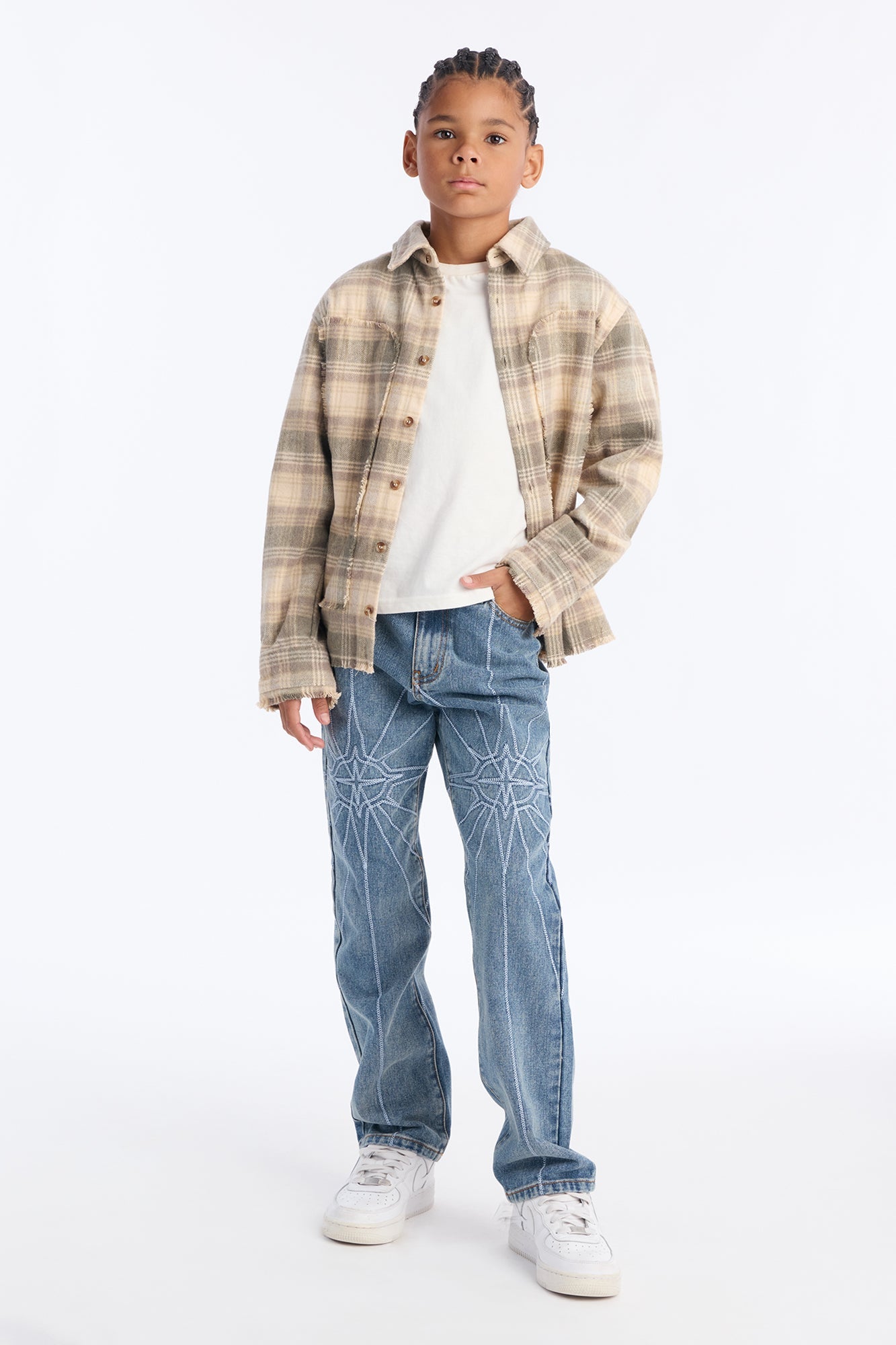 Mini Straight Galaxy Star Jean - Medium Blue Wash