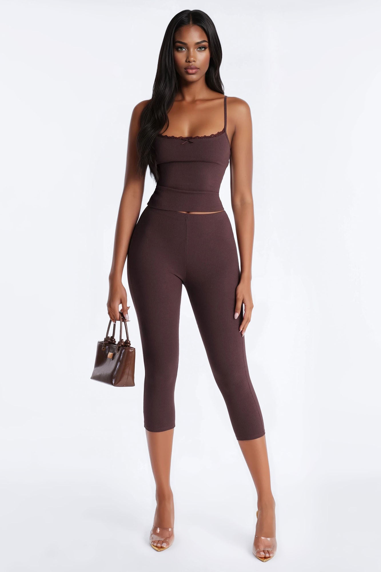Stirling Snatched Capri Pant Set - Chocolate