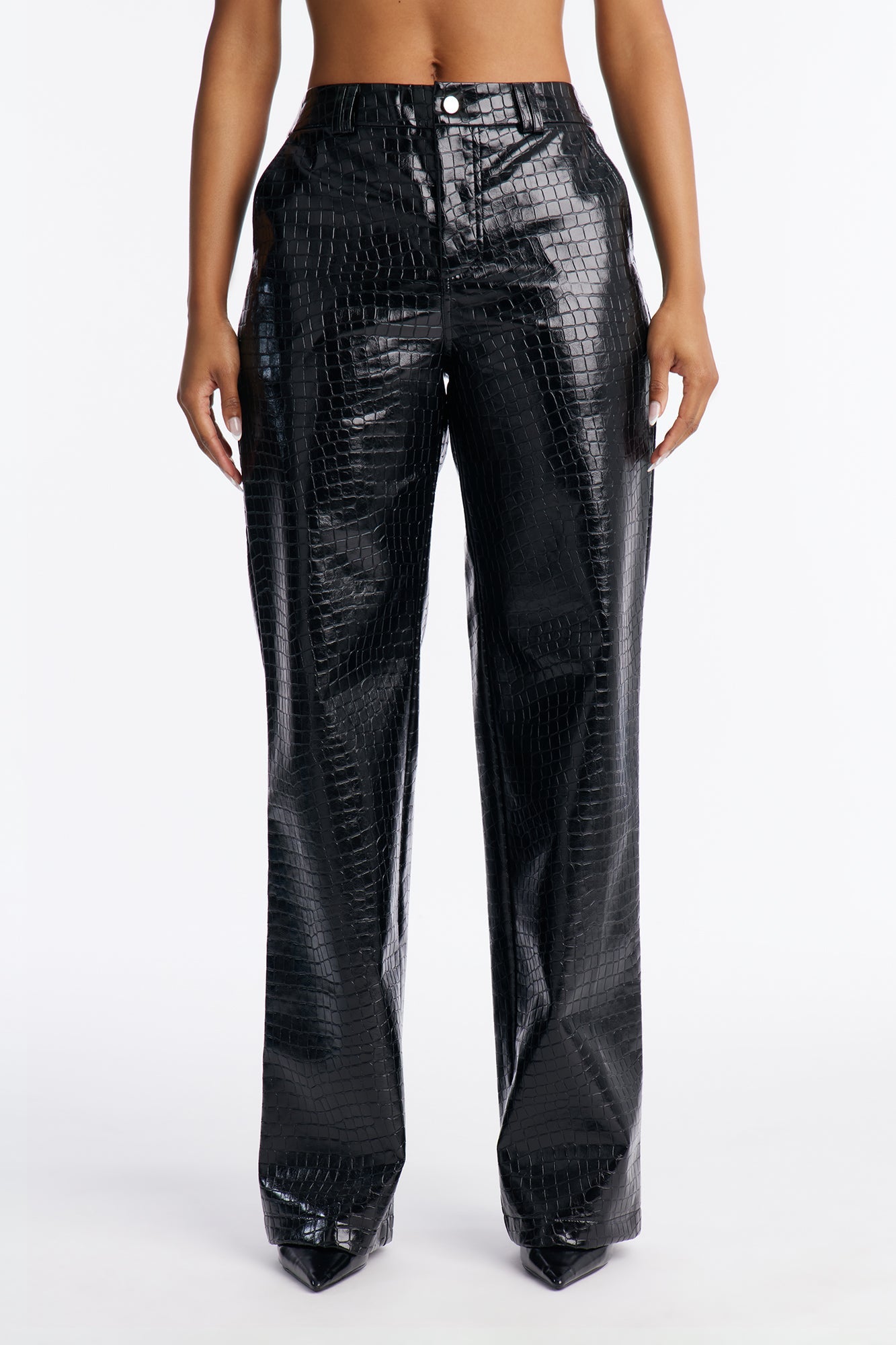 Gianna Faux Leather Straight Leg Pant - Black