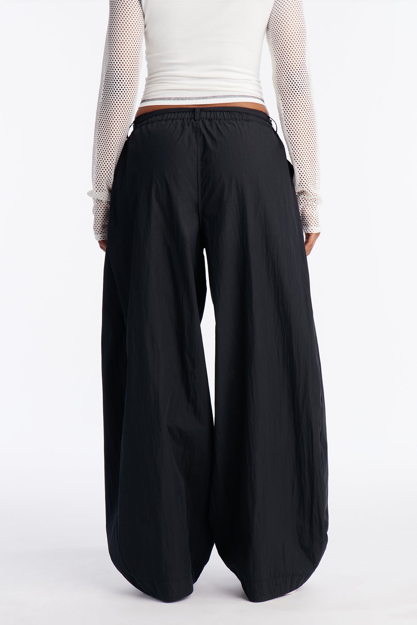 Rush Hour Tie Waist Windbreaker Pant 33″ - Black