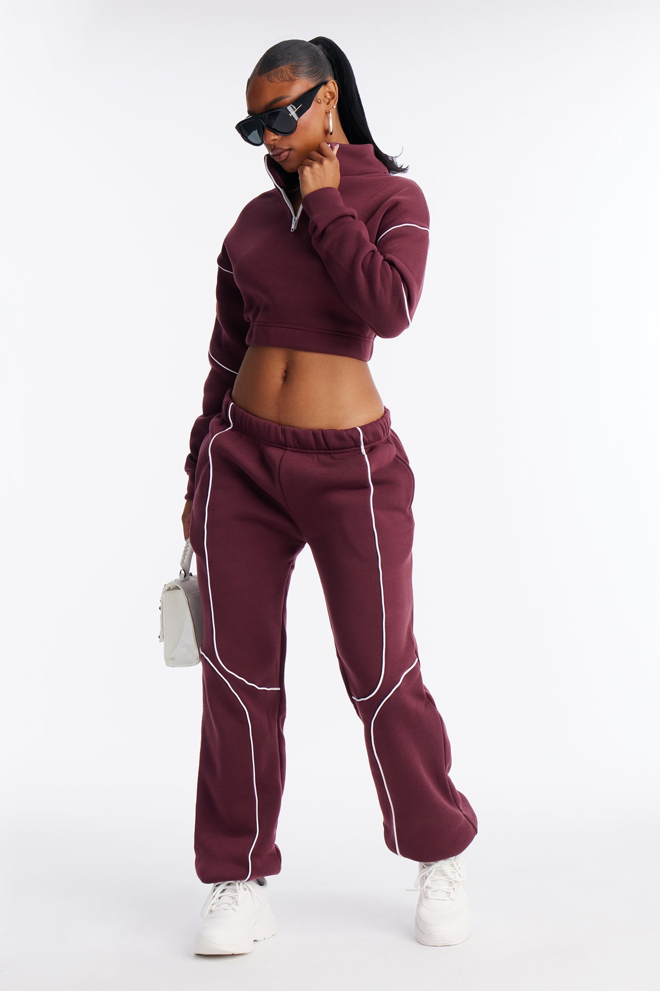 Weekend Chill Fleece Jogger Pant Set - Burgundy