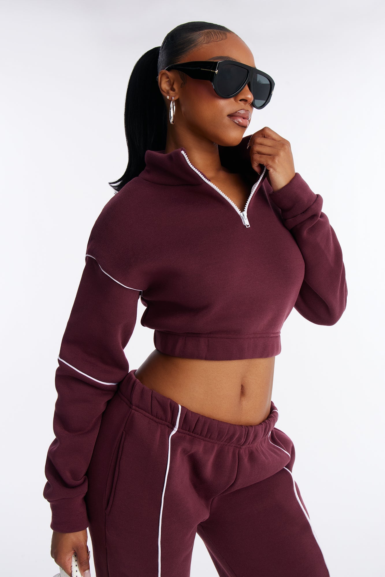Weekend Chill Fleece Jogger Pant Set - Burgundy