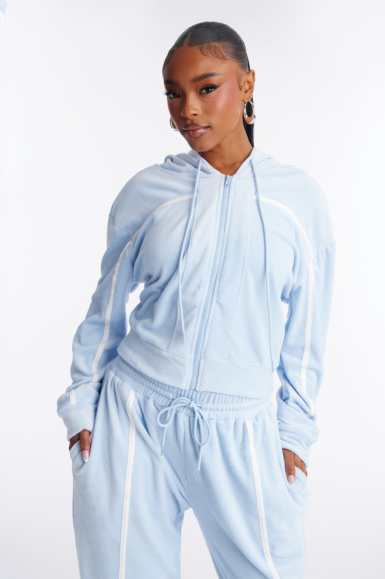 Basic Baddie Jogger Pant Set - Light Blue