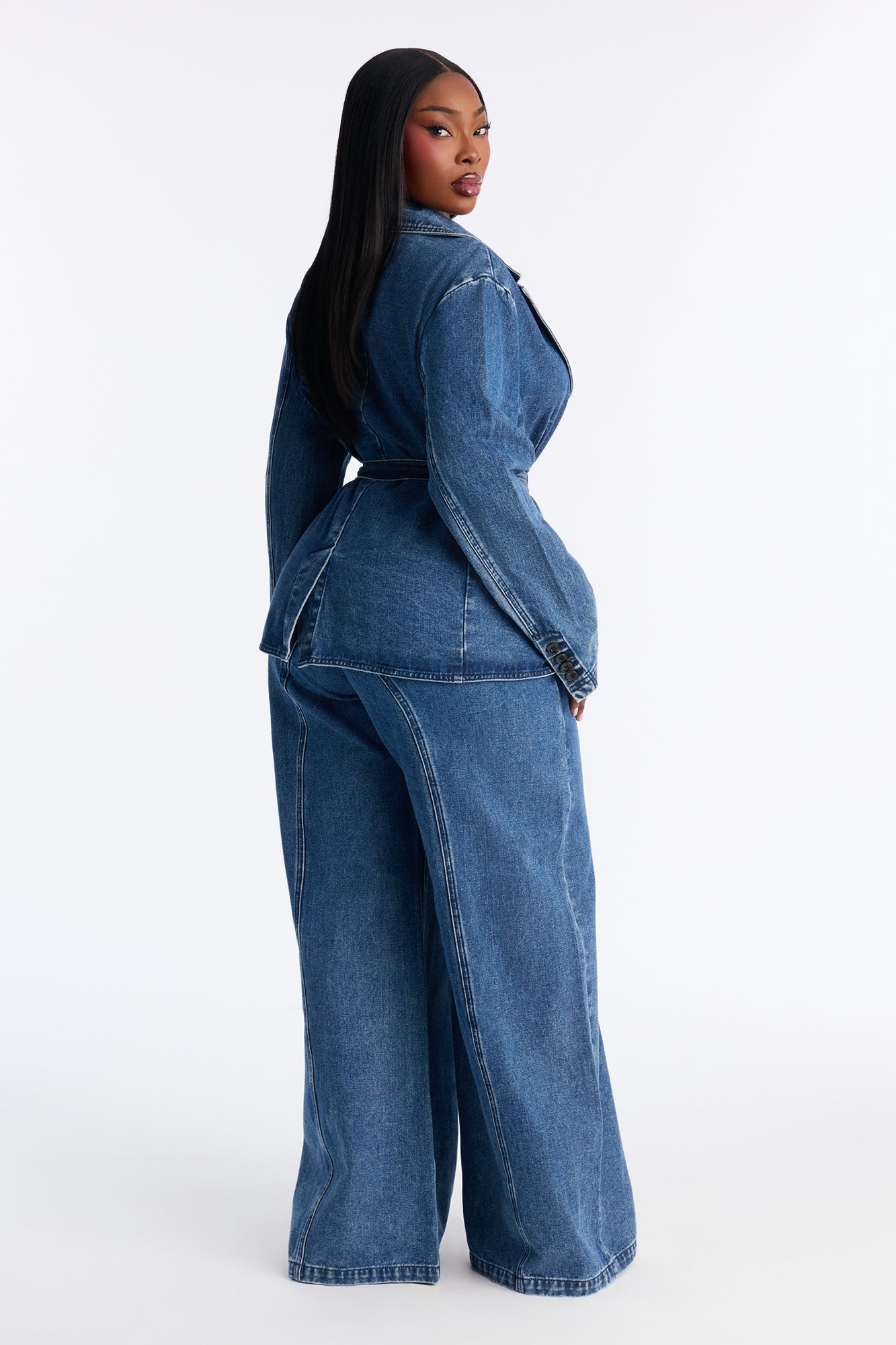 Kenzie Denim Flare Pant Set - Medium Wash