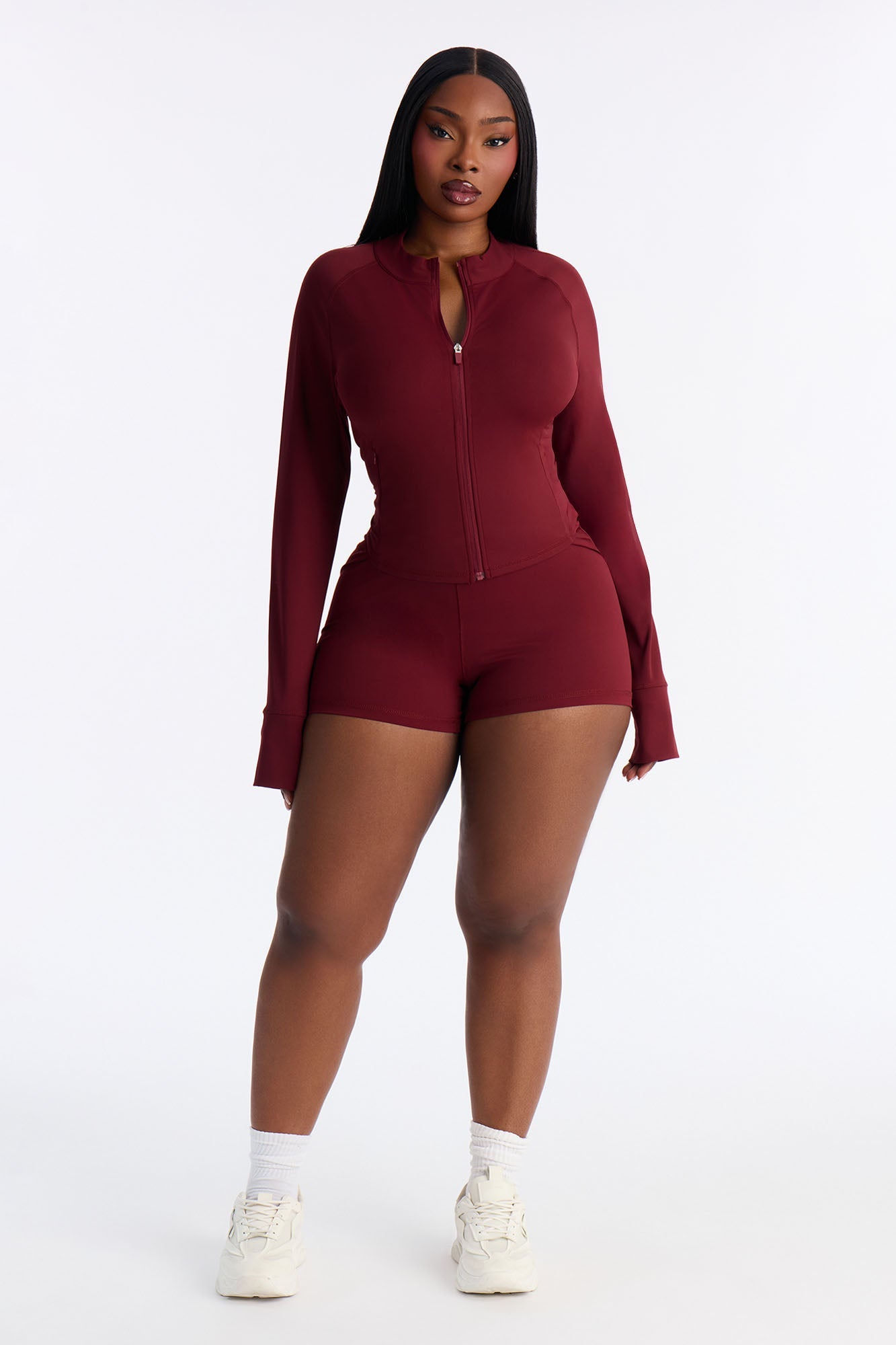 Sporty Vibe Biker Short Set - Burgundy
