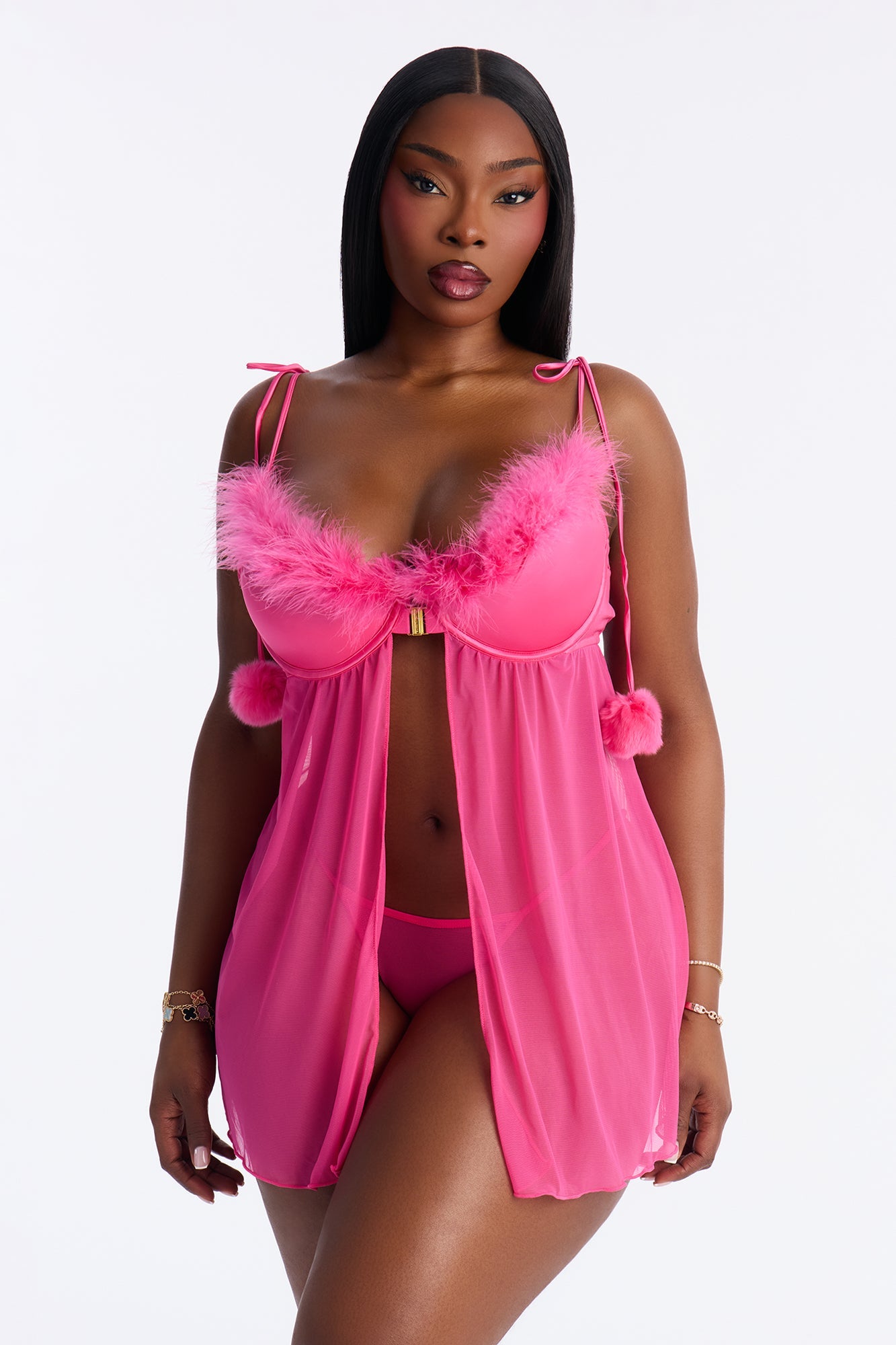Dolled And Dangerous Mesh Babydoll - Pink