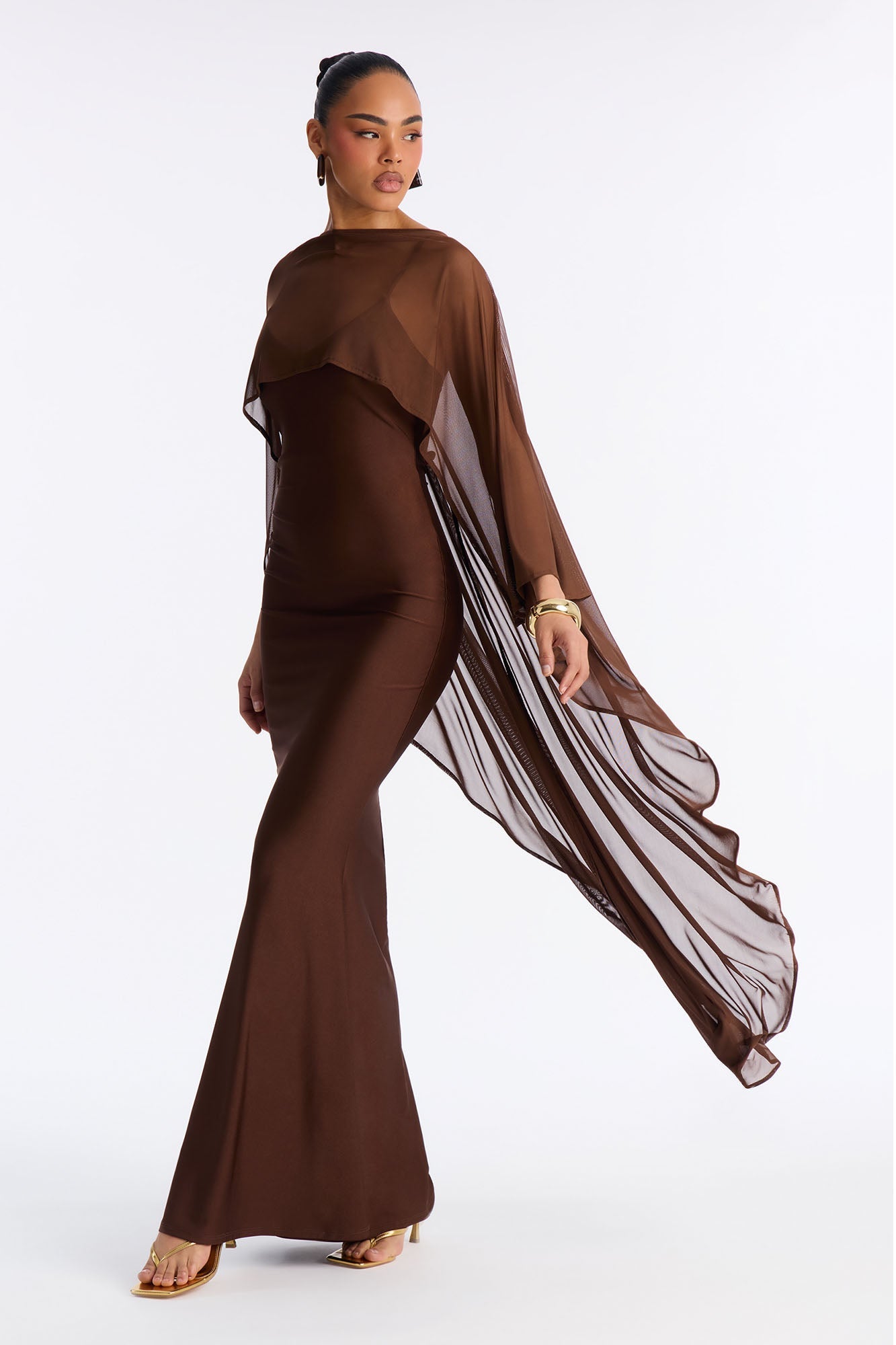 Staying True Satin Maxi Dress - Chocolate